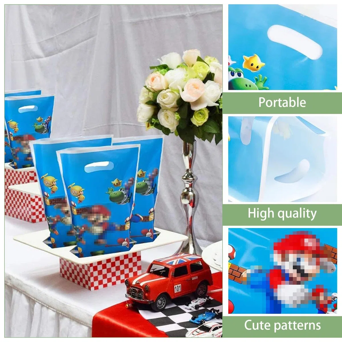 98 Pezzi Kit Compleanno Tema dei Cartoni Animati, Includere 12 Portachiavi Bambini 50 Stickers Bambini 16 Braccialetto dei Cartoni Animati 20 Sacchetti Regalo, Pieno di infantilismo