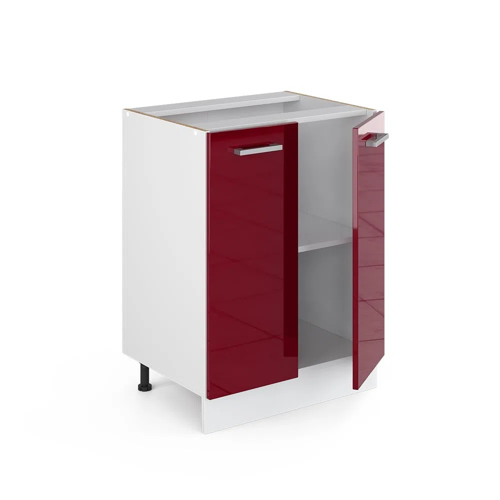 Vicco Mobiletto base cucina R-Line, Rosso lucido, 60 cm senza piano di lavoro, per la libera combinazione all'interno di sistemi cucina modulari