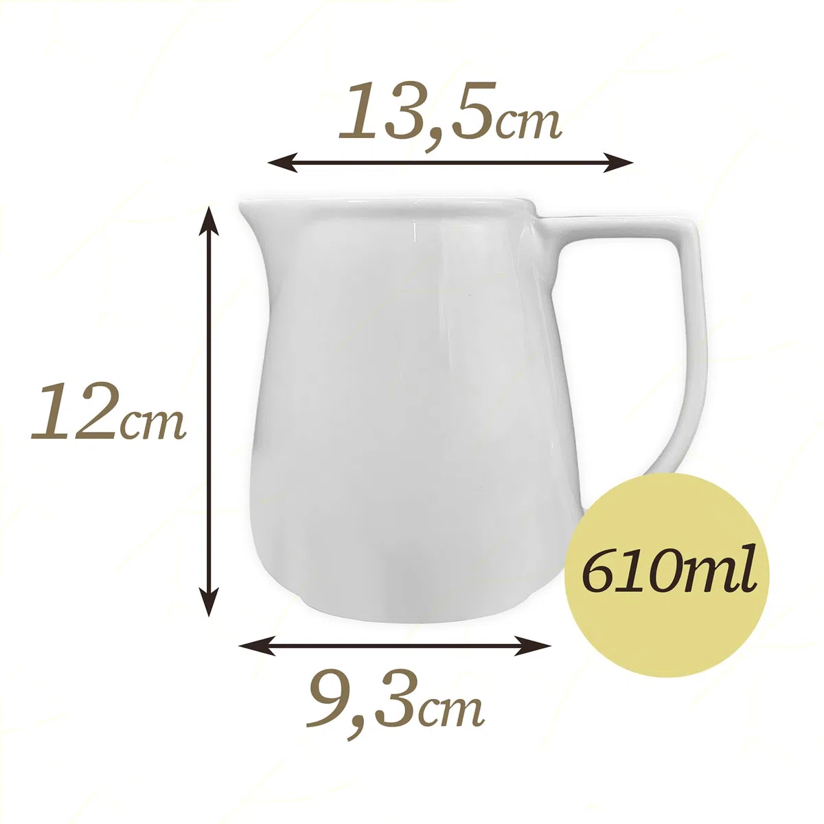 Sicignano | Lattiera Extra Grande in Porcellana Bianca 610 ml – Perfetta per Latte o Bevande Calde per più Persone – Accessorio Versatile e Resistente per Catering e Ristorazione