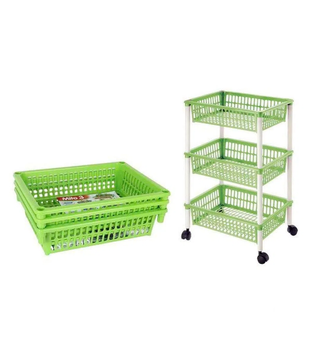Carrello per Verdure Tontarelli Smontabile Plastica 3 Cassetti (40 X 29 x 62 cm) Verde