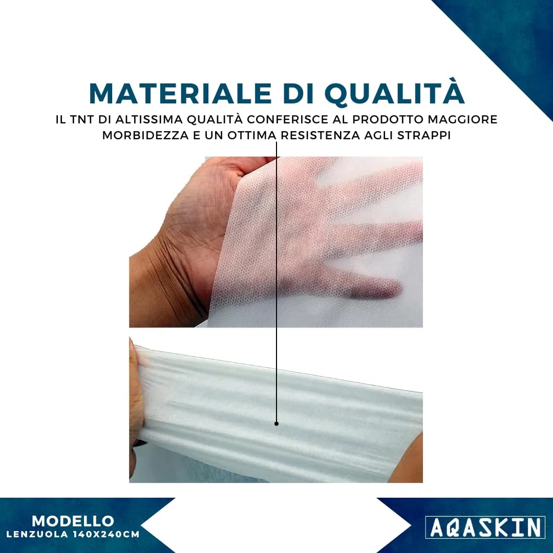 Lenzuola [10 pz] Monouso in TNT 140 x 240 cm, SCONTI QUANTITÀ, Lenzuolo imbustato Singolarmente, Lenzuola Usa e Getta Igieniche, Colore Bianco (10, 140 x 240 cm.)