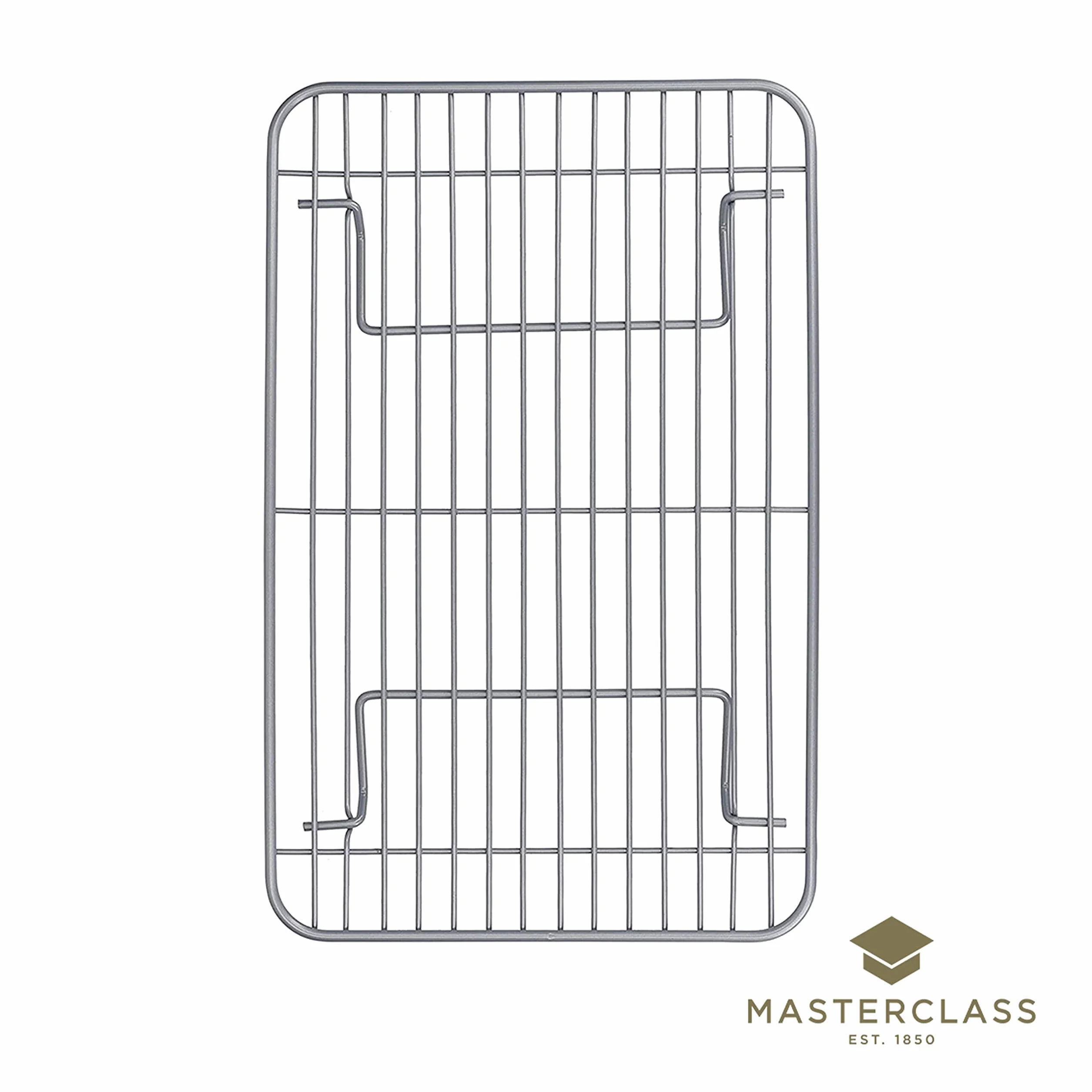 MasterClass Smart Ceramic Roasting / Cooling Rack con rivestimento antiaderente e gambe pieghevoli, filo in acciaio al carbonio, grigio, 35,5 x 23 cm