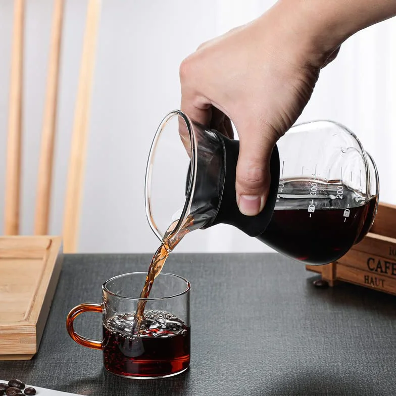 PIQIUQIU Versare sopra macchina da caffè 400ml, macchina da caffè in vetro Macchina da caffè a goccia manuale con filtro in acciaio inossidabile Polvere di Caffè Macinato