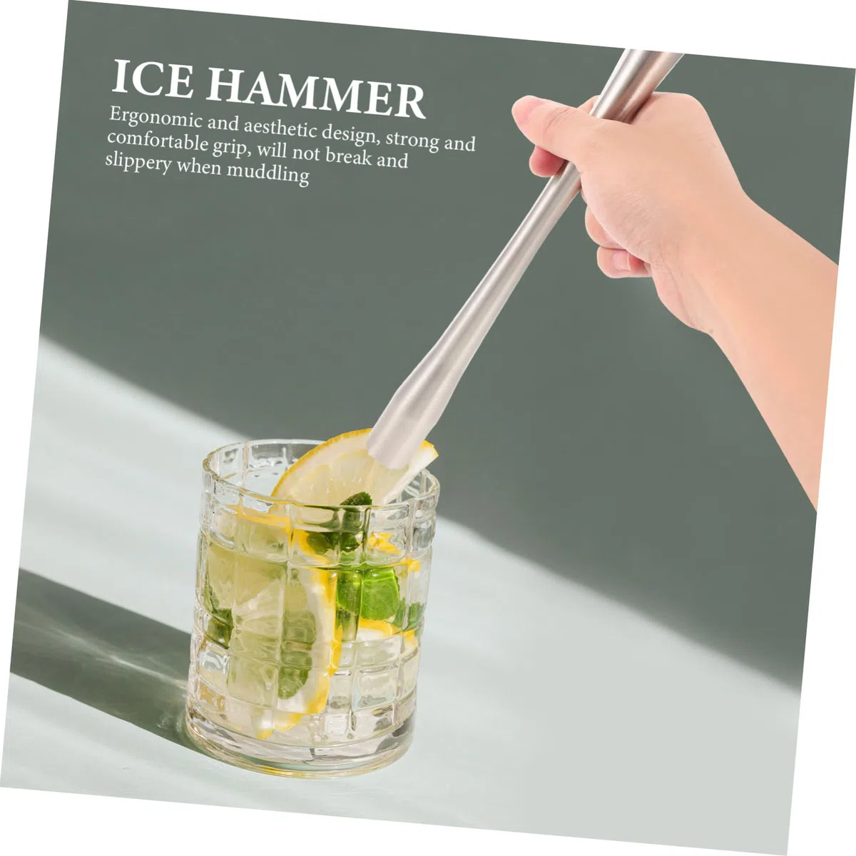 Hemobllo Pestello per Cocktail in Acciaio Inossidabile Design Ergonomico e Resistente, Bastoncino per Triturare Ghiaccio e Schiacciare Limoni per Casa e Bar
