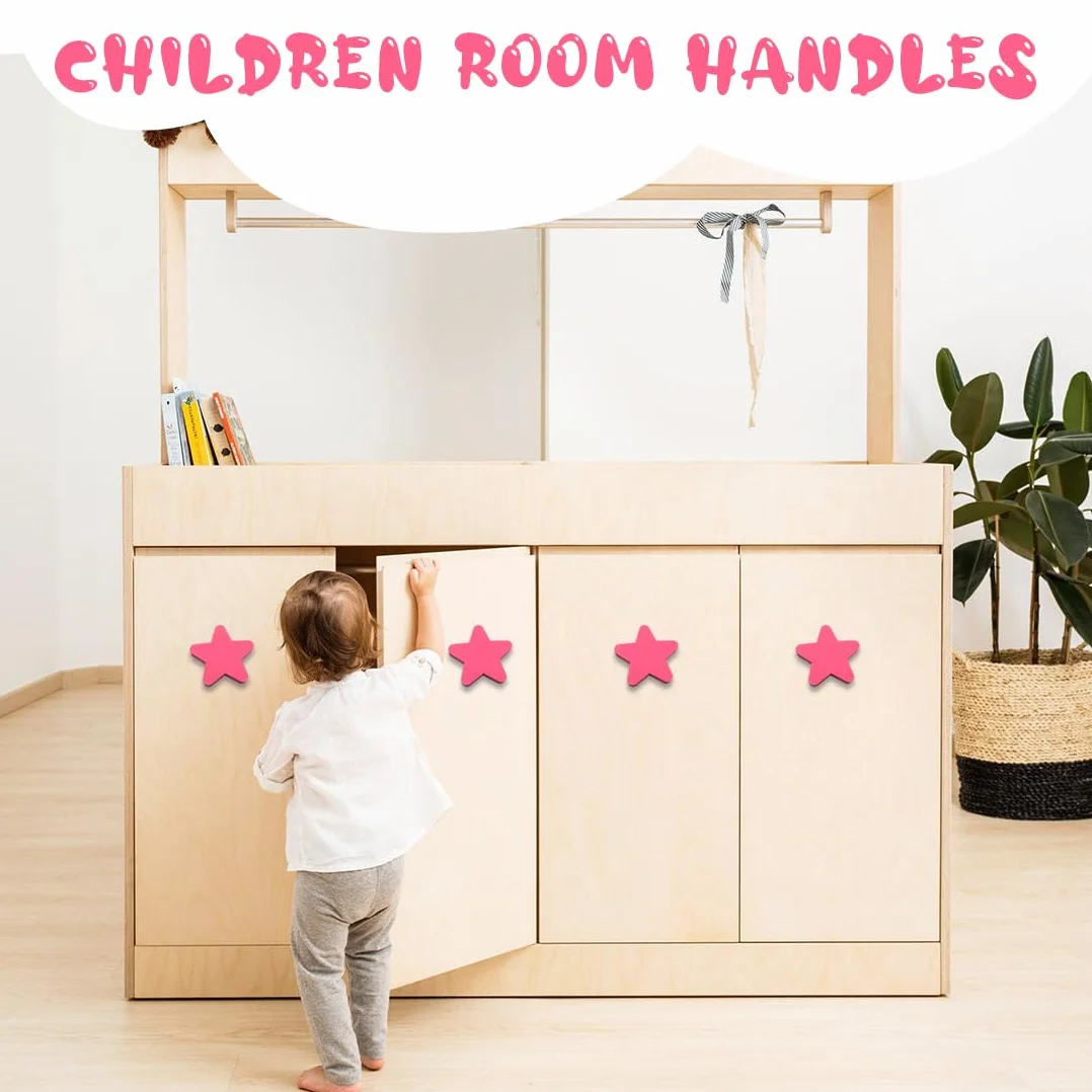 maniglie per mobili da cucina, 6 pezzi grande legno massiccio pomelli per bambini, consistenza stelle pomelli per cassetti, vicino alla decorazione della natura