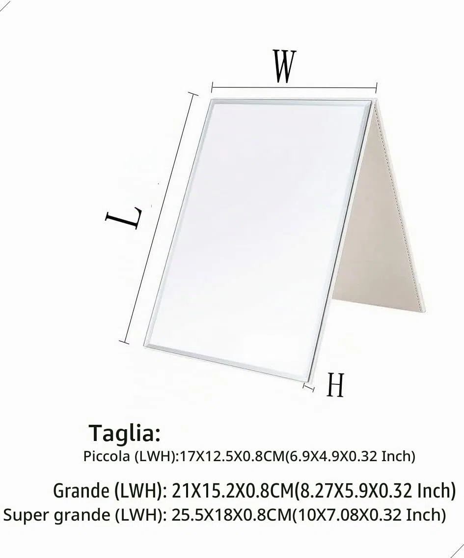 Zcooooool Specchio Specchio per il trucco Super HD portatile grande Specchio per trucco multi-stand Angolo libero/portatile/da tavolo Specchio pieghevole,25.5X18 cm (10X7 pollici)