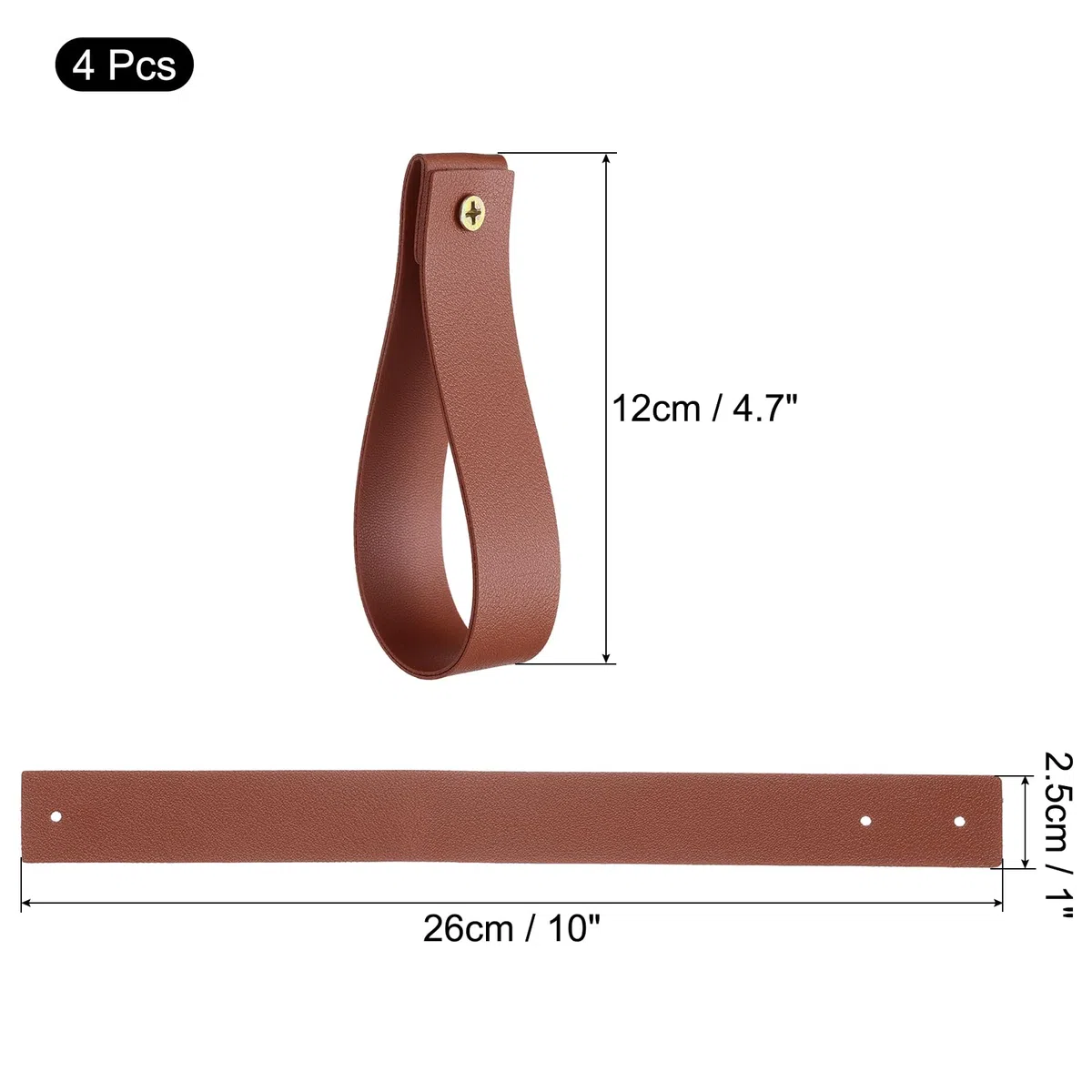 QUARKZMAN 4pz Porta Asta Tende Pelle 1 x 4.7 Pollici Cinghie Appendere Parete Staffe per Ganci per Asta Tende Ganci con Viti per Parete Bagno Cucina Camera da Letto, Marrone Scuro