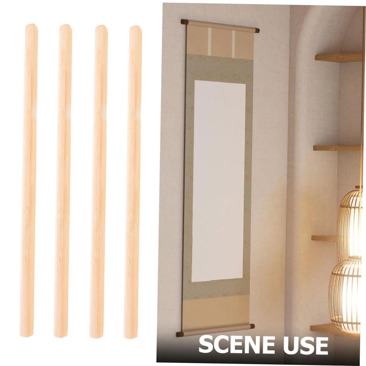 VILLCASE 8 Pezzi Bastoni in Legno per Montaggio Poster Vintage, Facile da Usare e Resistente, Adatti per Collezioni e Manifesti Pubblicitari Elegante Aspetto Beige