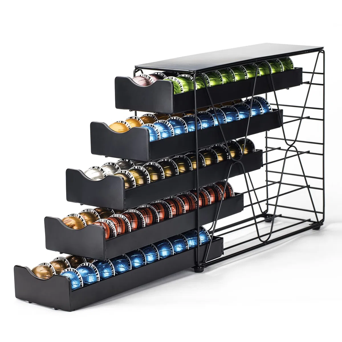 Bagoo, Porta Cialde per Nespresso Vertuoline, Cassetto Multi strato per Capsule Vertuo, 5 livelli