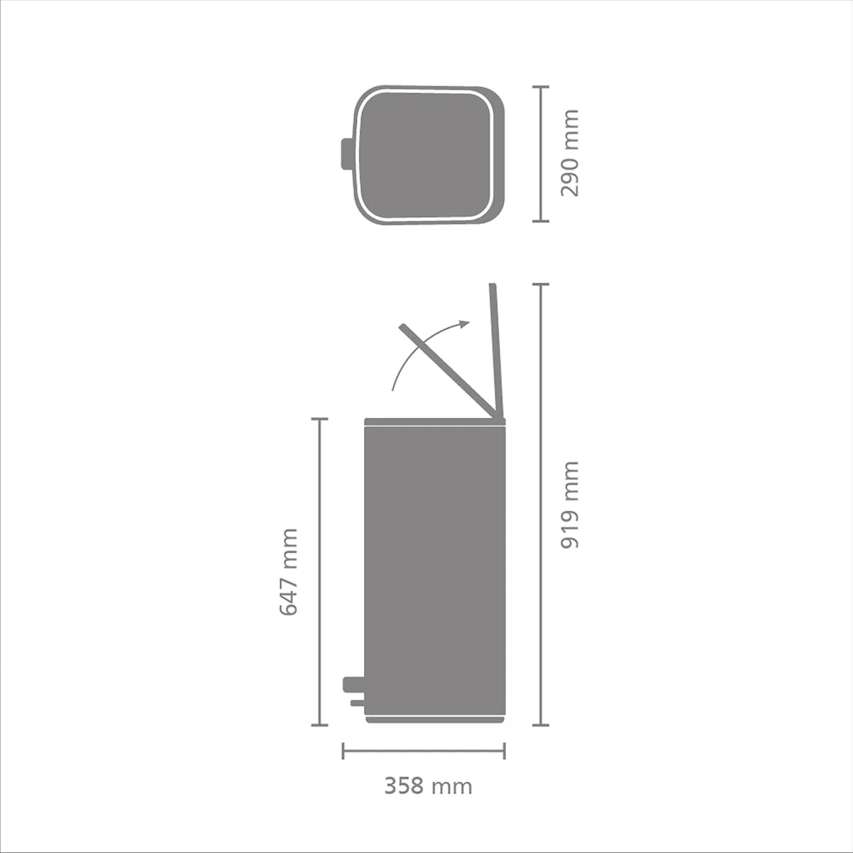 Brabantia Pattumiera a pedale Bo 30L (Matt Black), Pattumiera con pedale e coperchio a chiusura soft, Secchio spazzatura facile da pulire con secchio interno rimovibile e sacchetti PerfectFit inclusi