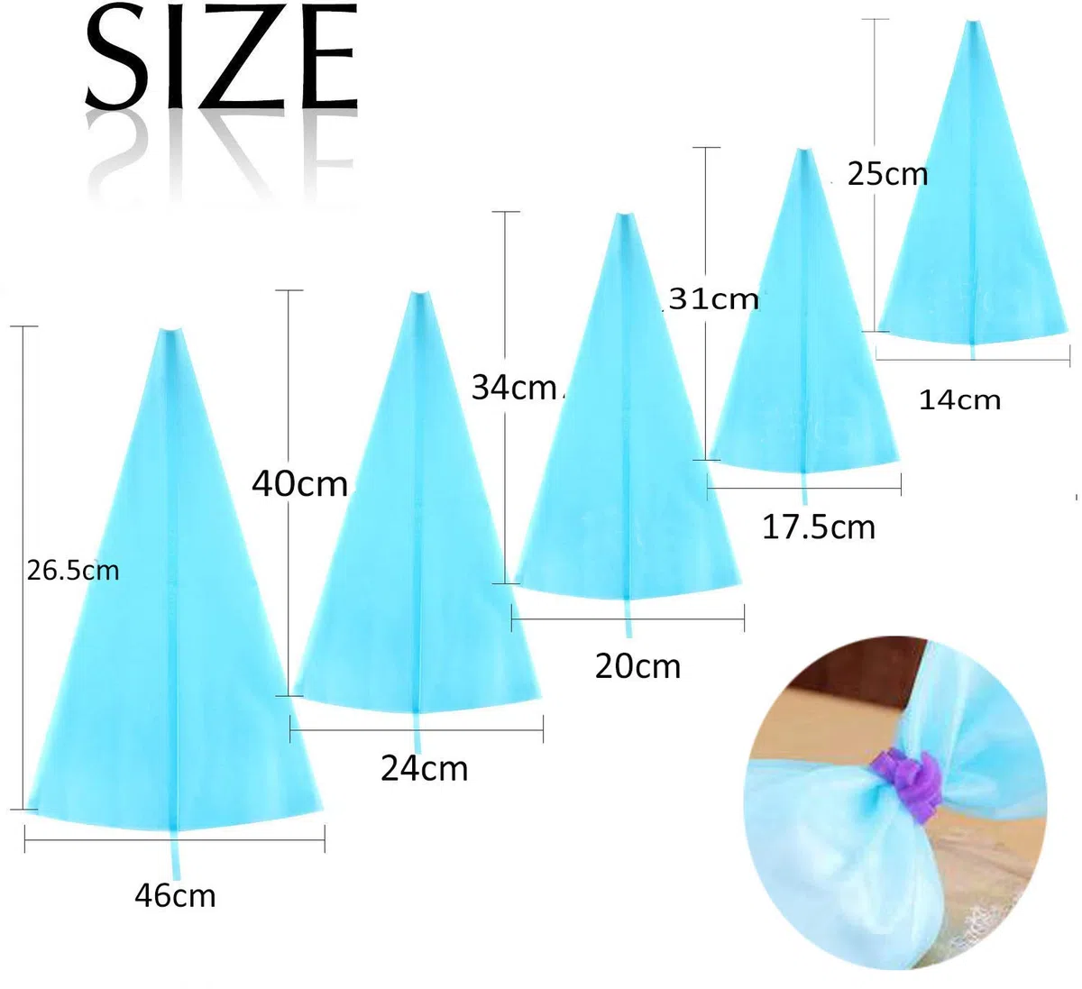 YOUYIKE sac a Poche Silicone Professionale Riutilizzabile da Unique Store- 5 Formati da Small a Large- Cottura Dolci, Biscotti, Cupcake e Impasti- Set sac à Poches per Ugelli e varietà di Decorazioni