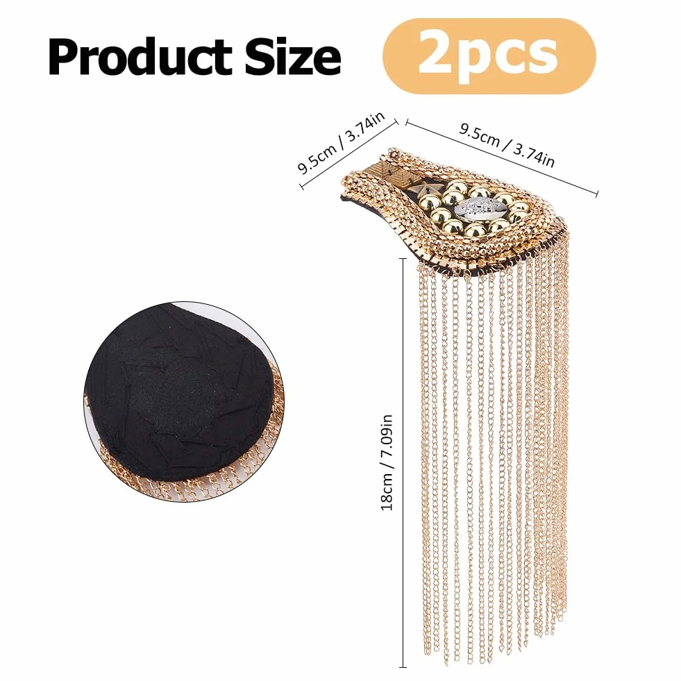 SUPERFINDINGS 2 Pezzi Spalline con Nappe alla Moda Distintivo per Spalle con Fiori Dorati Decorazione per Spalle con Spalline in Lega con Catene di Ferro per Giacche Frangia Punk in Metallo