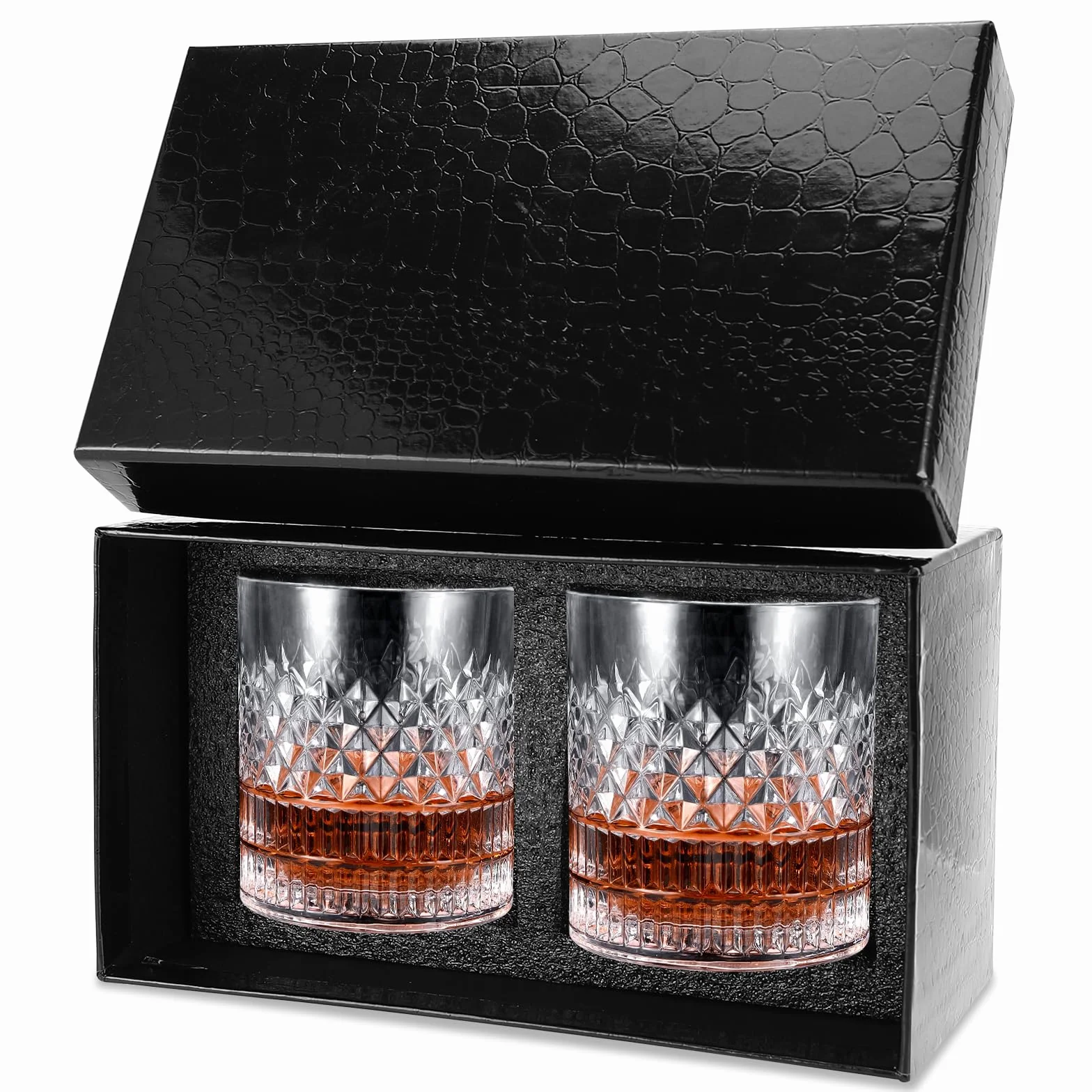 Royouzi Set 2 Bicchieri Whisky 300 Ml - Per Scotch, Brandy, Rum, Martini - Regalo Personalizzato Per Uomini, Compleanno e Amanti Del Whisky