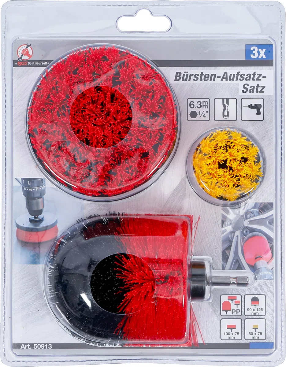 BGS Diy 50913 | Set di accessori per spazzole | per trapani | 3 pz.
