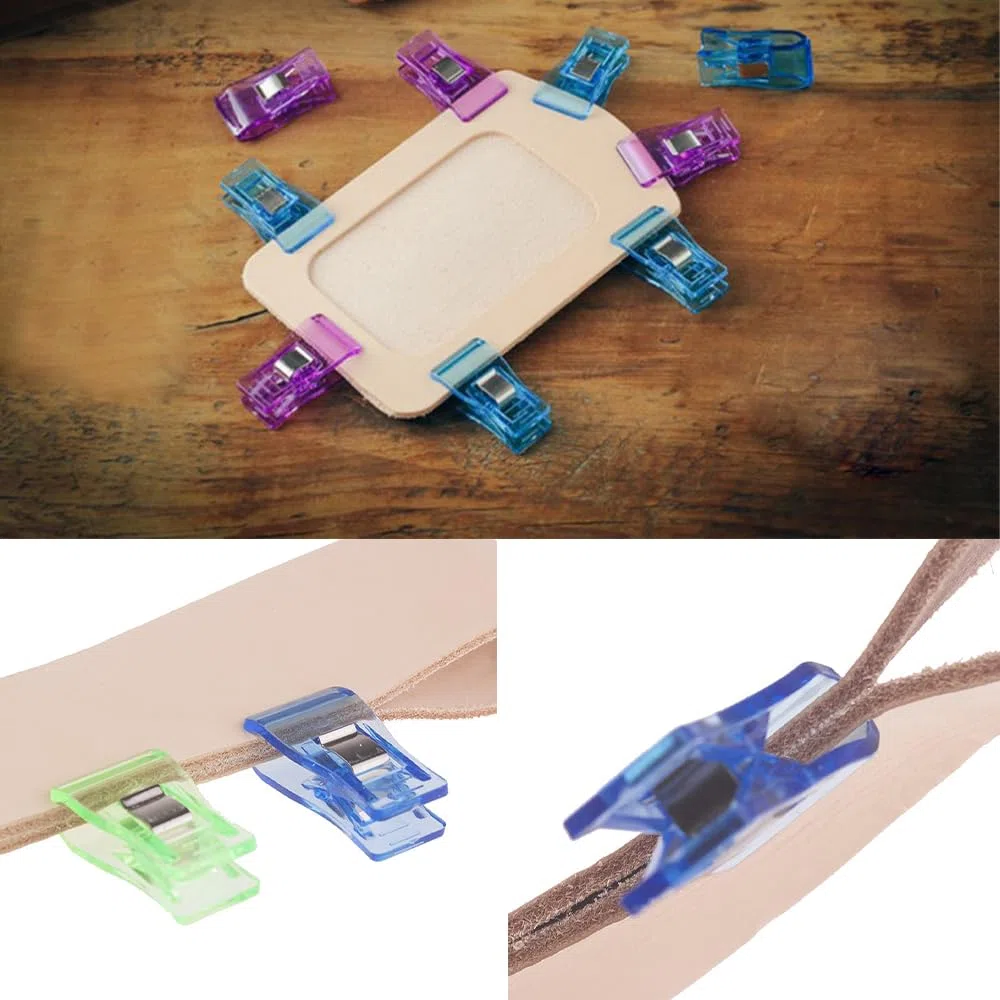 UMCHU 56 Pezzi Clip per Cucire Multifunzionali,Clip per Cucire,Clip per ascia,Clip per Cucire Morsetti per Cucito,per tessuto, rilegatura e lavori artigianali(7 colori)