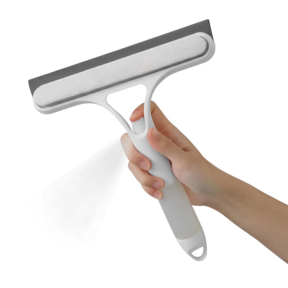 Tergivetro per Doccia Plastica 3 in 1, Lavavetri Spazzola Bagno con Spruzzatore di Spugna, Lavavetri Doccia Leggero, Tergidoccia per Vetro, Acrilico, Piastrelle, Bagno, Specchi, Bianco