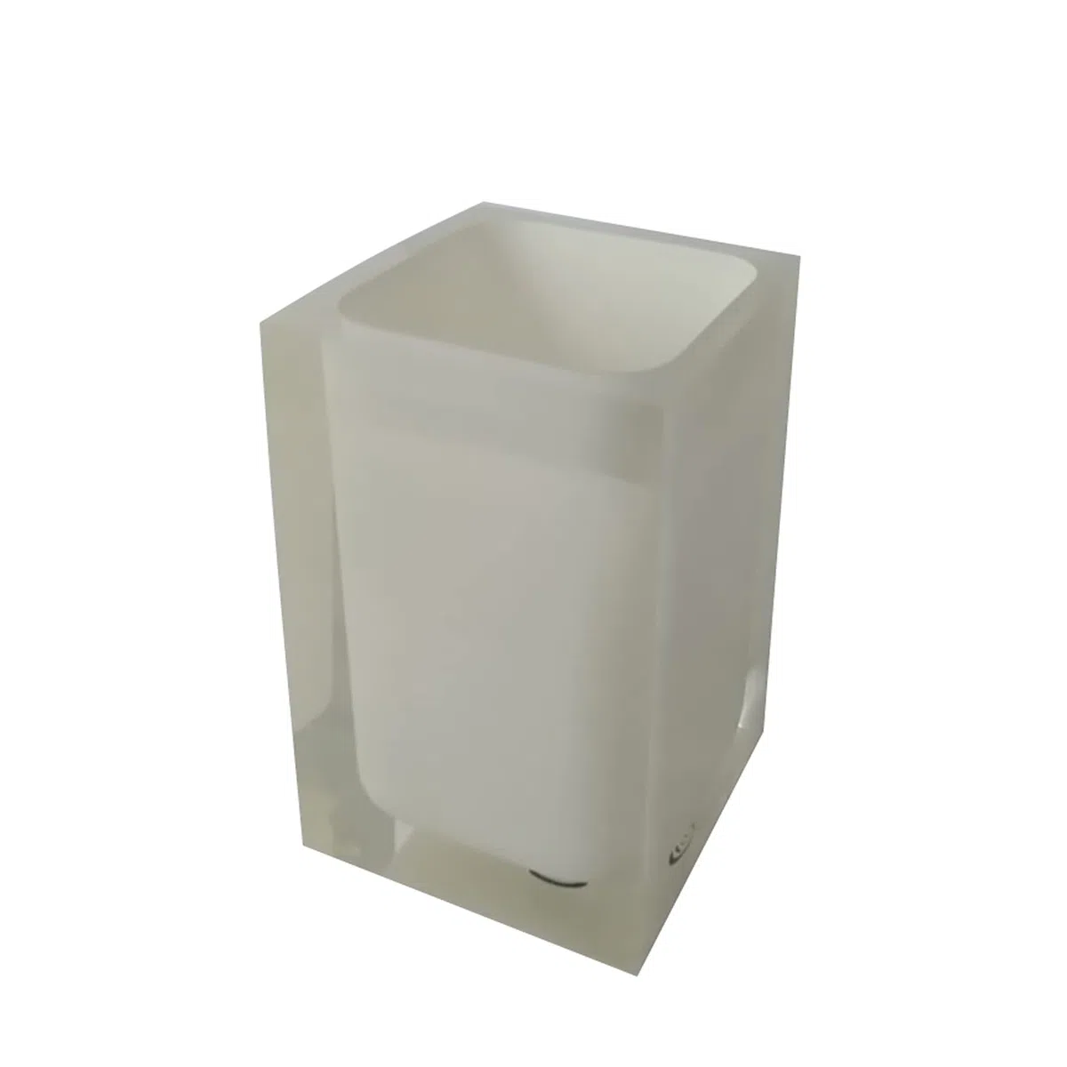 GEDY Auckland Portaspazzolini da Bagno Bianco, Misure e Peso: 11X7,2X7,2 CM & 0,29 kg, Portaspazzolini in Resina Trasparente di Alta qualità, Design R&S Gedy, Fatto a Mano, 2 Anni di Garanzia
