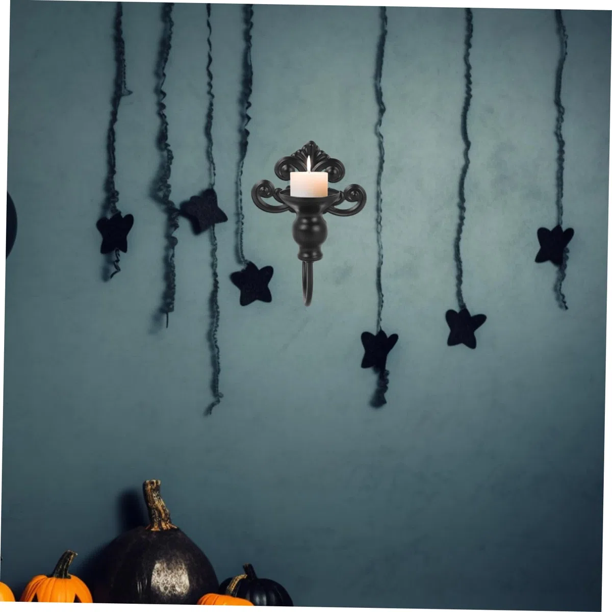 Didiseaon Applique da Muro in Ferro Nero Design Classico e Raffinato, Portacandele da Muro per Decorazioni Murali Soggiorno, Uso Multi-Room e Sicurezza Migliorata