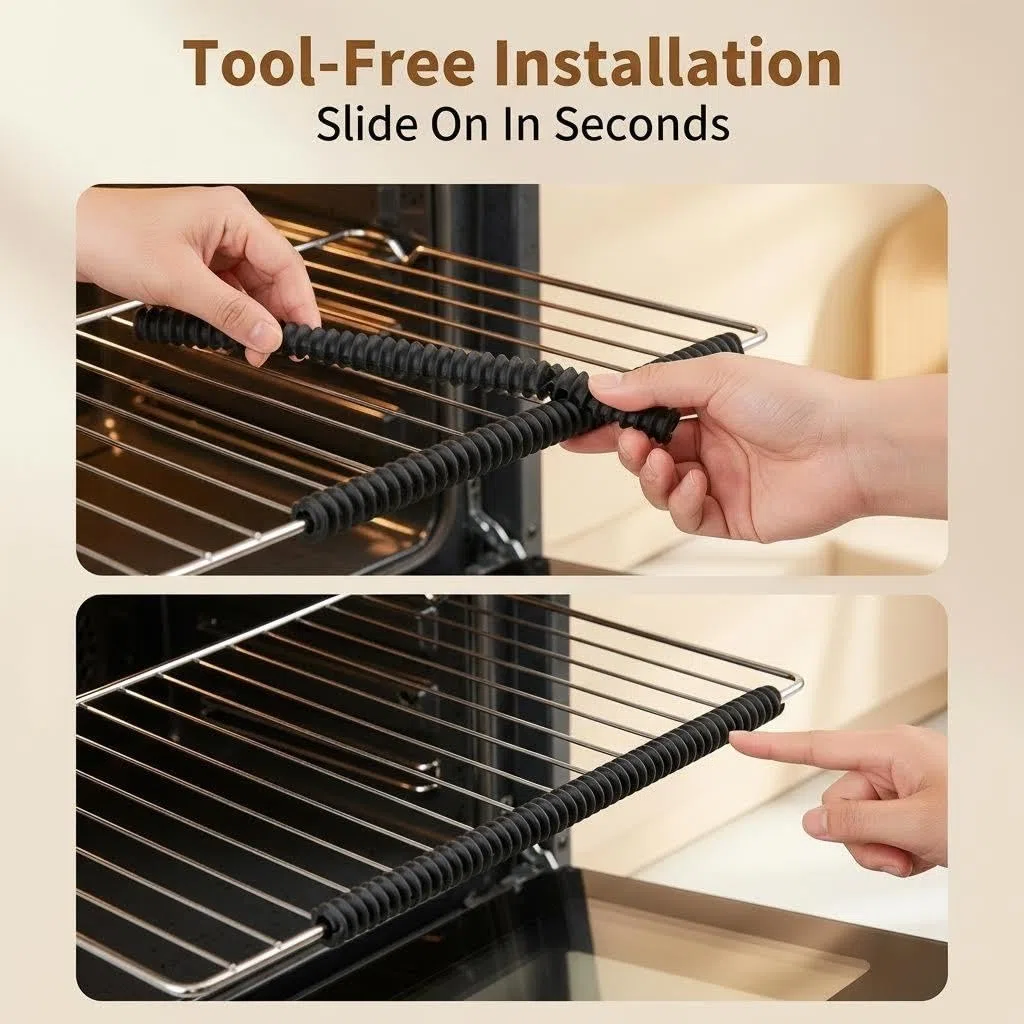 4 protezioni in silicone per griglia del forno, resistenti al calore, coperture per staffe di sicurezza per forno interno, protezioni per bordi di cottura per proteggere dalle ustioni (nero)