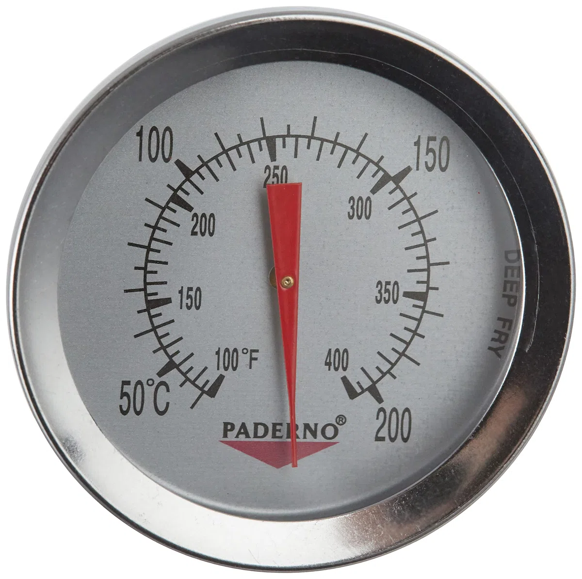 Paderno - Termometro Cucina Multiuso in Acciaio Inox 18/10, per Fritti, Carni, Acqua, Alimenti, Liquidi - Lunghezza 31 cm