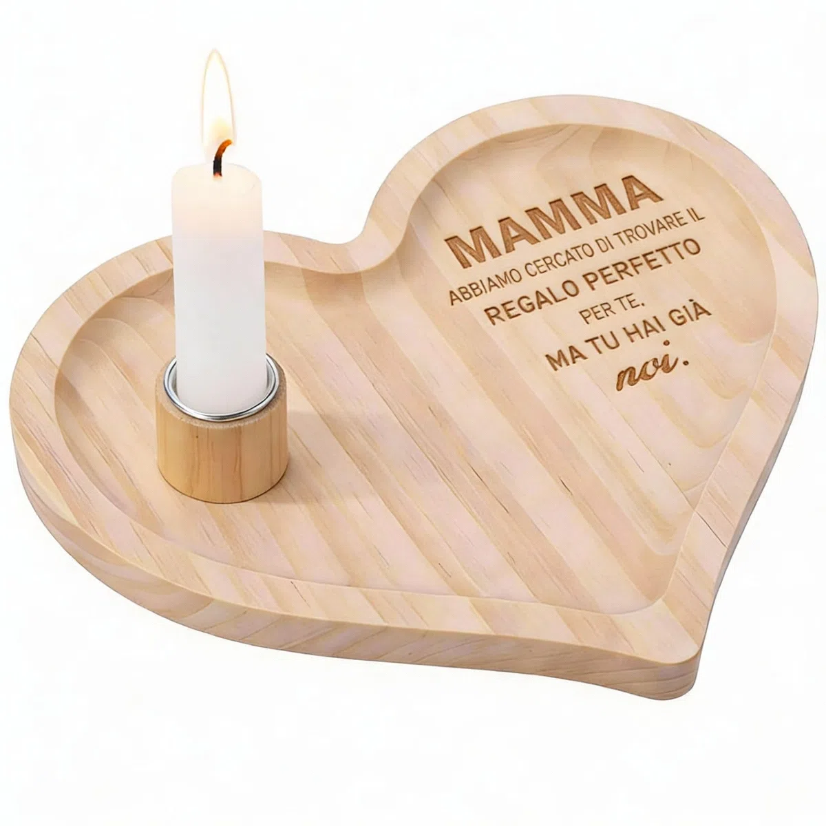 Photect Regalo Mamma Idee Regali Natale Mamma Vassoio a Forma di Cuore con Candele e Candelieri Originale Decorazione Casa per Compleanno Natale Anniversario Matrigna Suocera Nonna