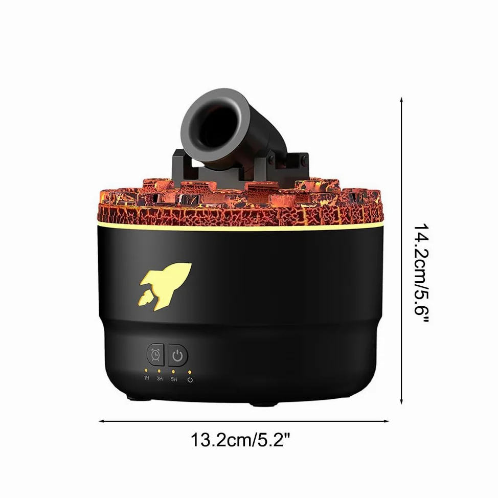 Umidificatore, Diffusore Cannone da Aromi con Nebbia di Vulcano Simulato, Umidificatori Ambiente Cannone Silenzioso con 7 Luci Colorate per Casa Ufficio Viaggio