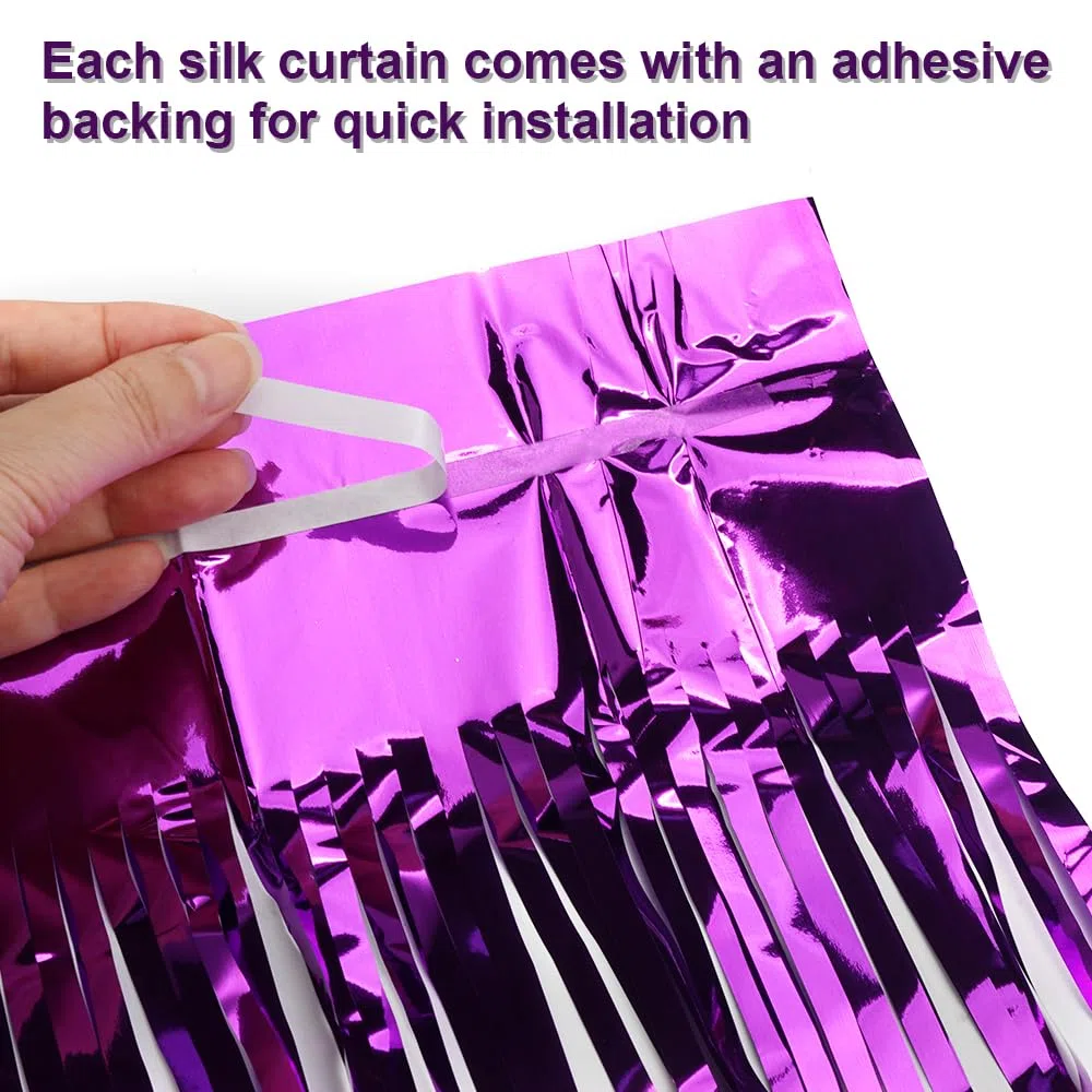 6 Pezzi Viola Tende Metalliche Feste, 1M x 2M Tenda Compleanno In Plastica, Tenda Per Compleanno Decorazione per La Decorazione Dello Sfondo, La Decorazione Della Festa, Decorazione Del Compleanno