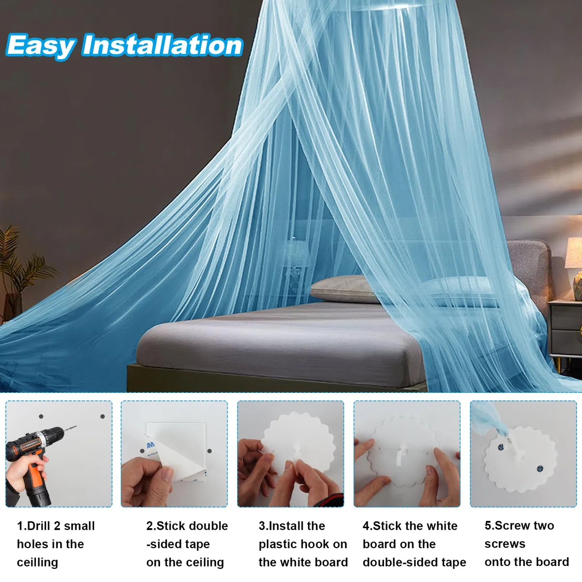 Zanzariera Letto Singolo Matrimoniale,Grande Zanzariera Letto,Alta Qualità Zanzariera Da Letto Baldacchino,0.6x2.5x10.5M Baldacchino per Repellente Antizannzare,Campeggio e Famiglia Usati