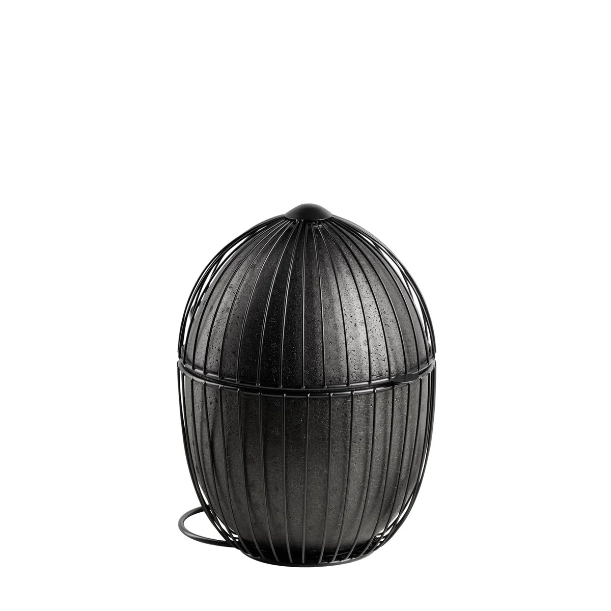 APS 30480 - Cestino per uova "OVO", in metallo nero, per mantenere al caldo, per circa 35 uova, mantiene il contenuto caldo grazie all'EPP e alla fodera in cotone, diametro 23 cm, altezza 31 cm, nero