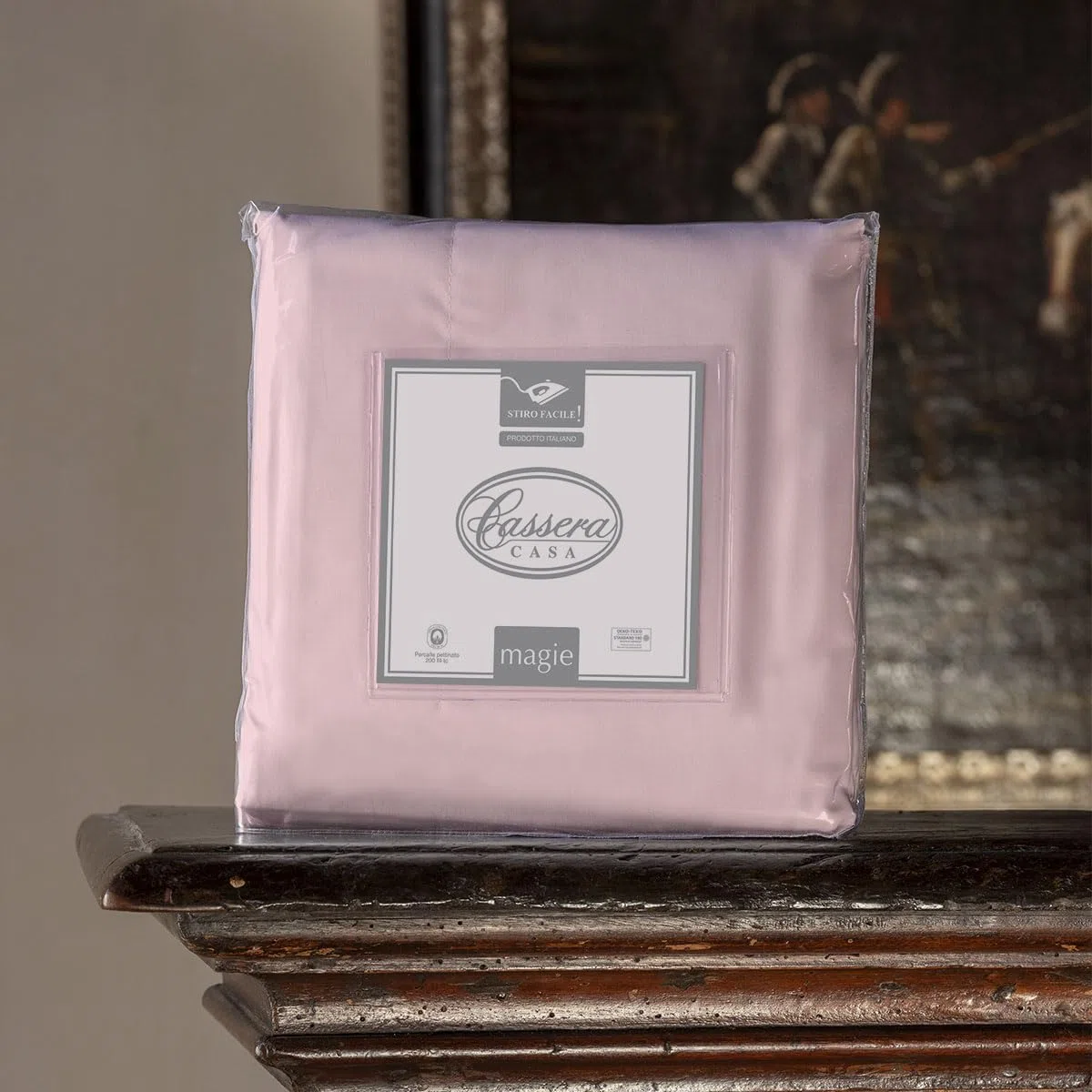 Cassera Casa - Lenzuolo Sopra, 100% Percalle di Cotone 200Tc, Prodotto in Italia, 18 Colori Tinta Unita, Facile Stiro, 200x290cm, Piazza e Mezza, Rosa Cipria