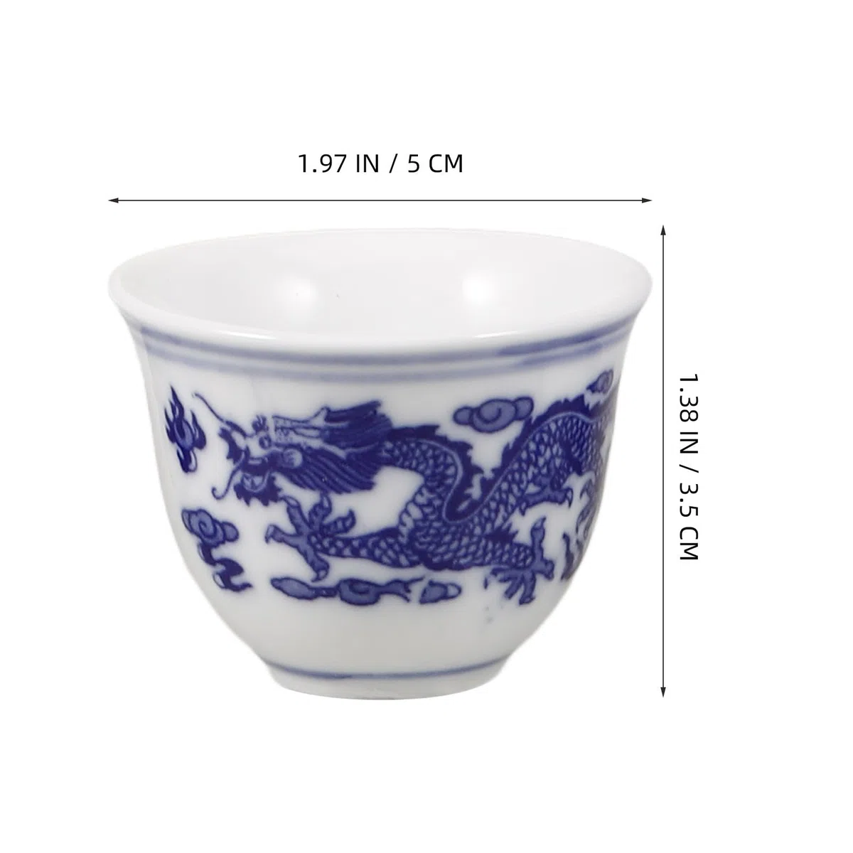 Artibetter Set 4 Tazze da Tè Cinesi in Ceramica Blu e Bianco 25ml, Design Elegante e Semplice, Facili da Pulire e Comode da Tenere, per Uso Quotidiano