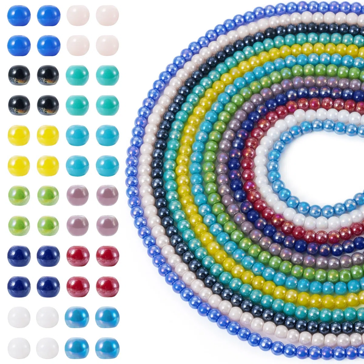 FASHEWELRY - 1200 perline rotonde in vetro elettroplacato, colori AB, 4 mm, perline di cristallo opache colorate per braccialetti, orecchini, collane, bigiotteria fai da te e progetti artigianali