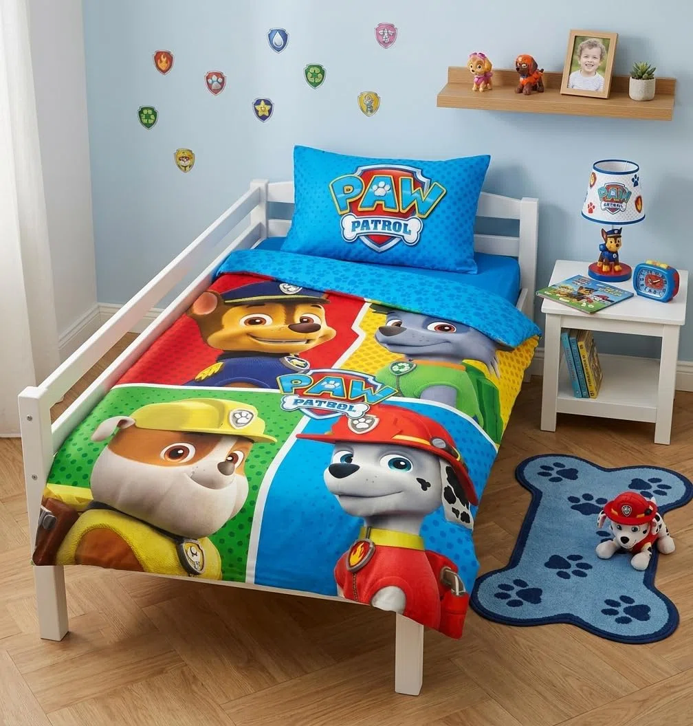 Paw Patrol - Biancheria da letto per bambini, 2 pezzi, copripiumino 100 x 135 cm + federa 40 x 60 cm, 100% cotone Öko-Tex