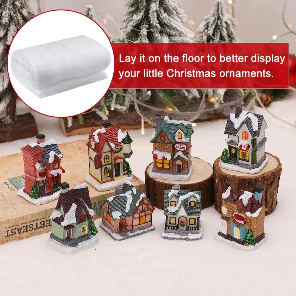 LPAMABA 2 Coperta di Neve Natale 80 cm x 240 cm Tappetino da Neve per Decorazioni Natalizie Neve Finta per Villaggio Natalizio Neve Finta Decorativa per Albero di Natale (Bianco)