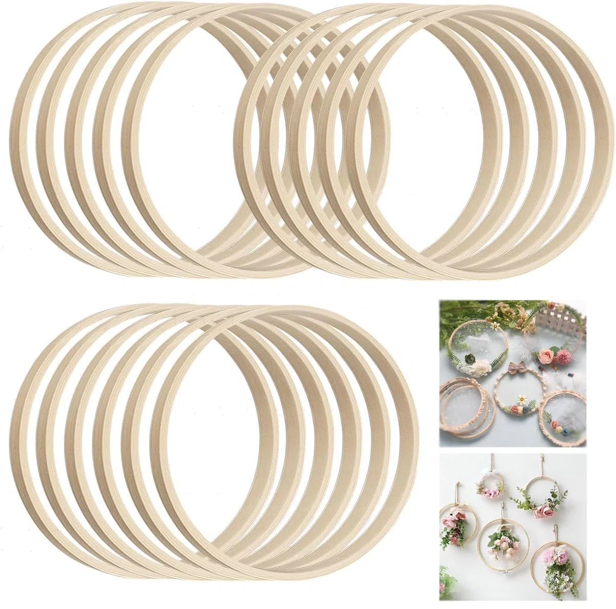 MIYUANGKJ 16 anelli in legno di bambù, 10 cm, per il fai da te, per San Valentino, anniversario, matrimonio, decorazione da parete