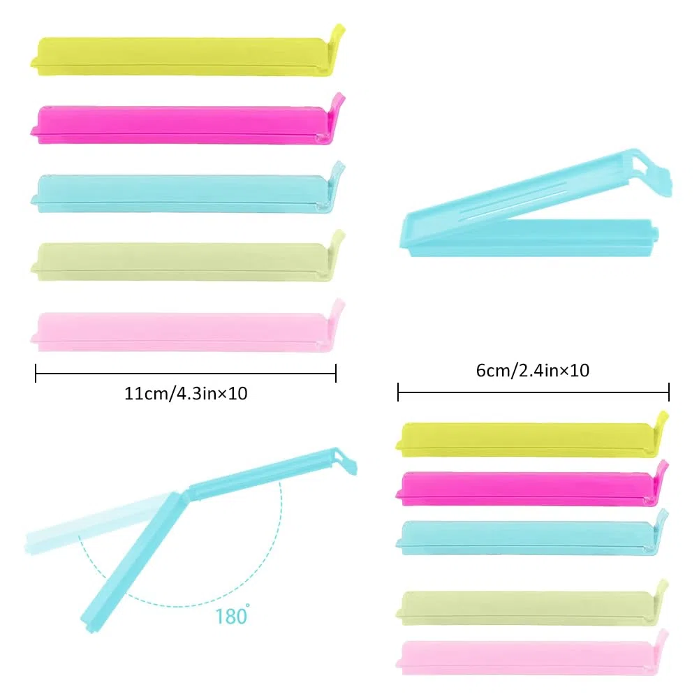 20 Pezzi Chiudi Sacchetti, 6/11cm Mollette Chiudi Sacchetti Colorati Clips, Alimentari Tenuta Cucina Clip, Plastica Clip di Tenuta Riutilizzabile, Clip per Chiudere Sacchetti, per Snack