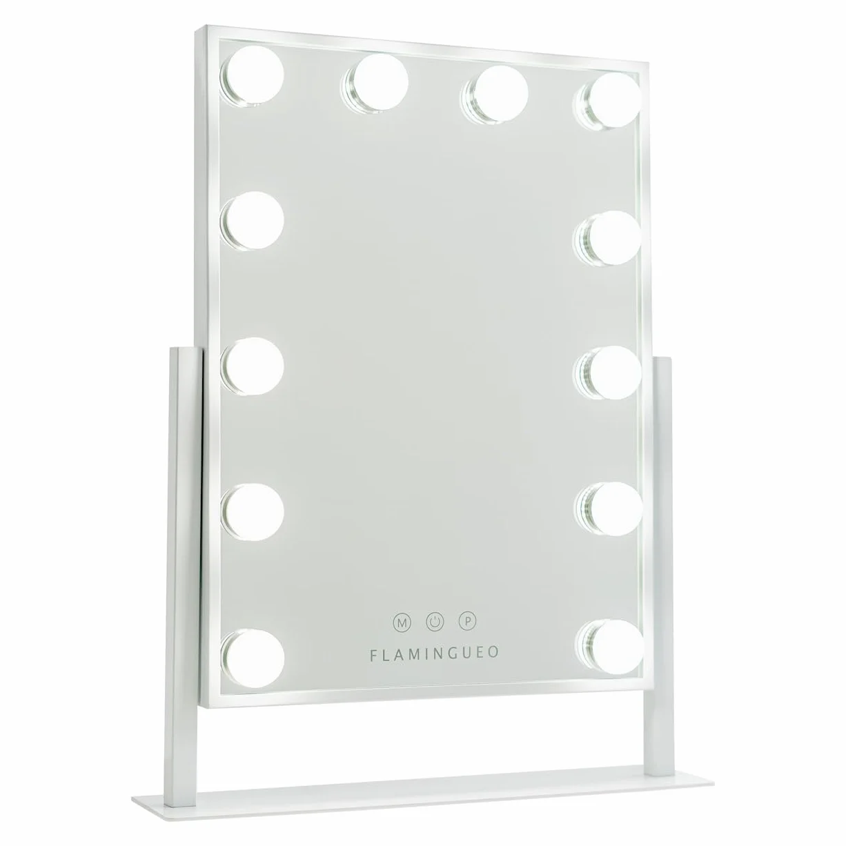 Flamingueo Specchio Trucco con Luci - 12 LED - 3 Modi di Luce - Intensità Regolabile - Controllo Tattile - Posizione Regolabile - Vanity Mirror - Bianco - 36,5x7,5x47,5cm