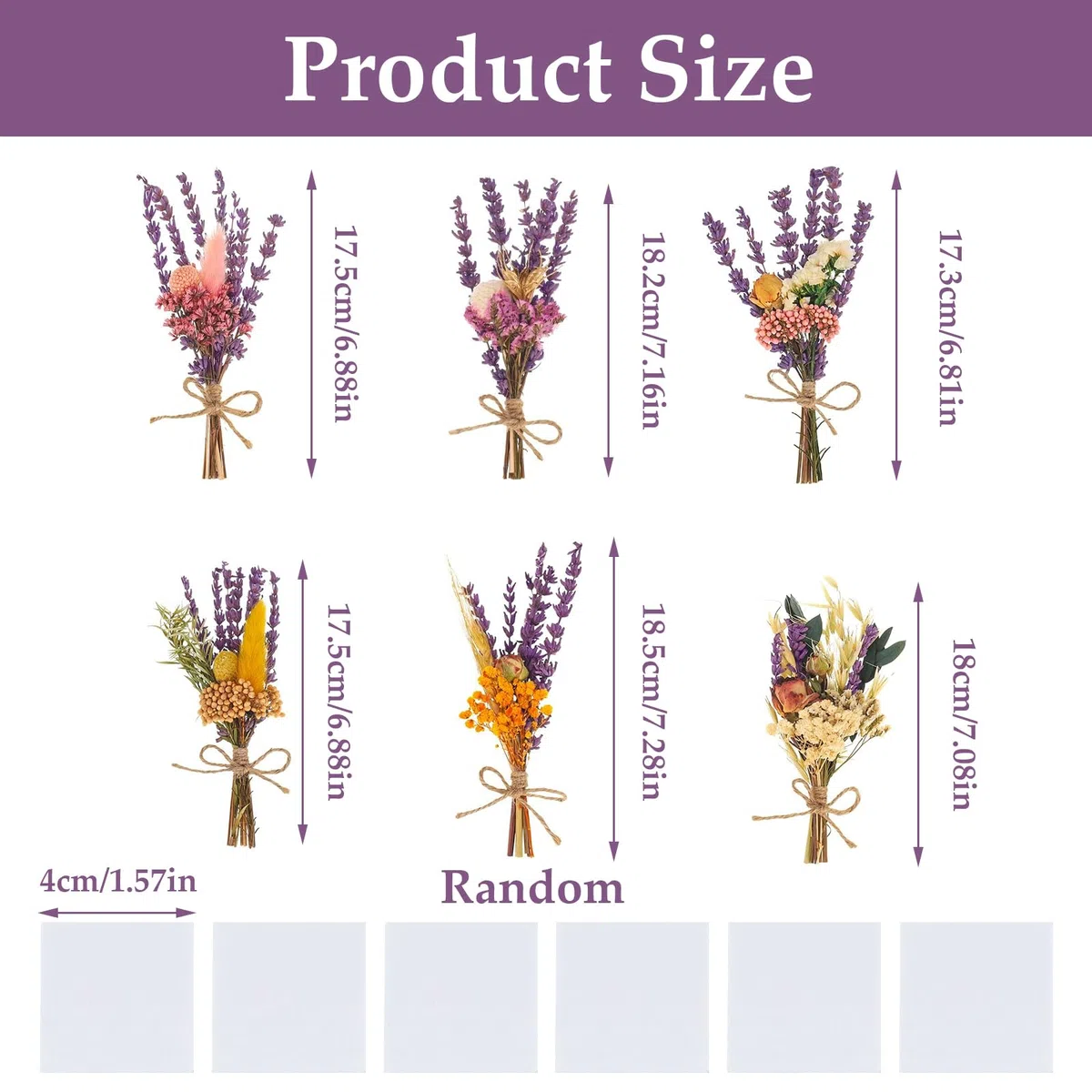 Bouquet di fiore secchi, senza mini bouquet, decorazione finti, fiori artificiali, in scatola, viola, per fai da te
