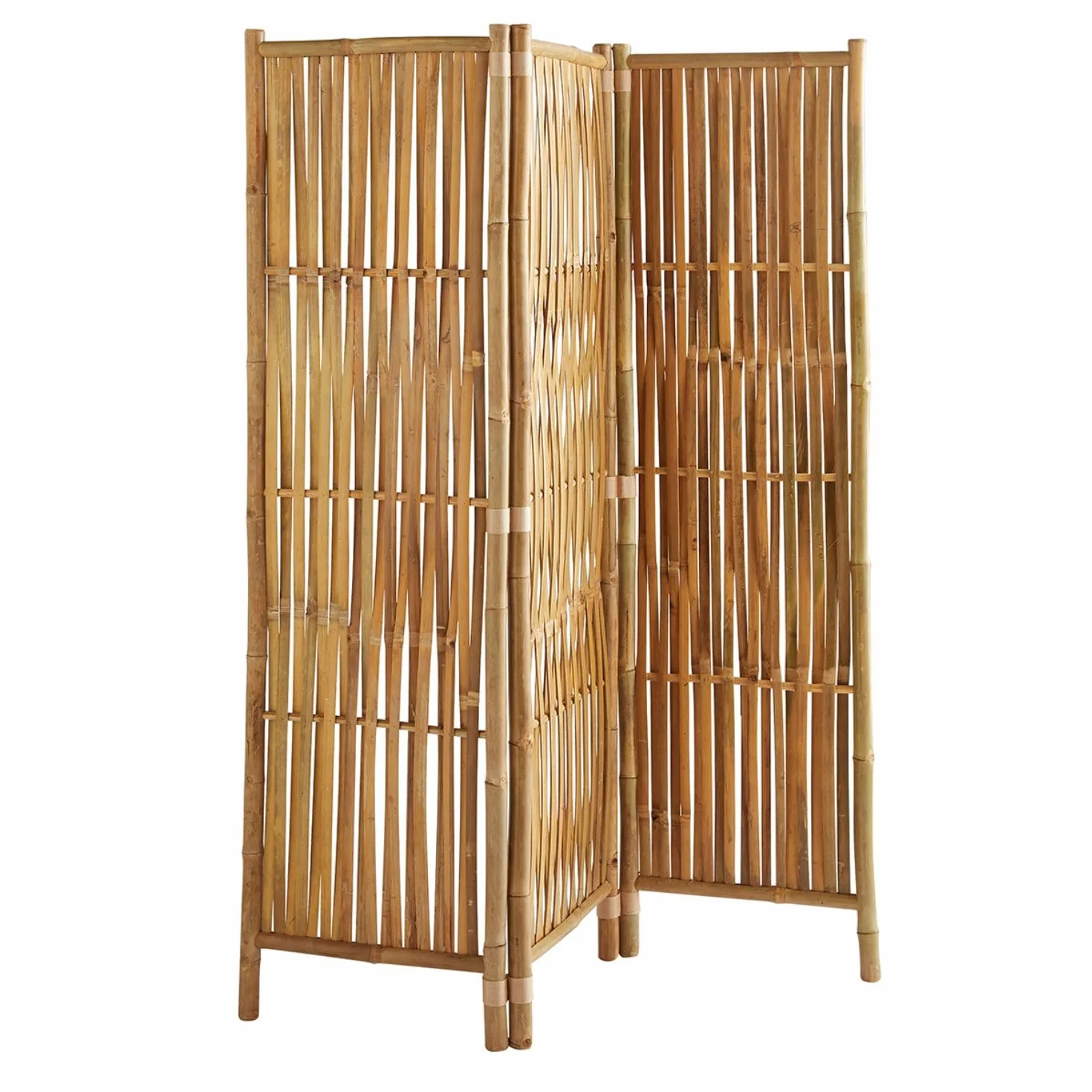Box & Beyond - Paravento da interno - 160 x 139 cm - Separatore di stanza in bambù naturale - 3 pannelli - Paravento per camera da letto, soggiorno - divisorio amovibile
