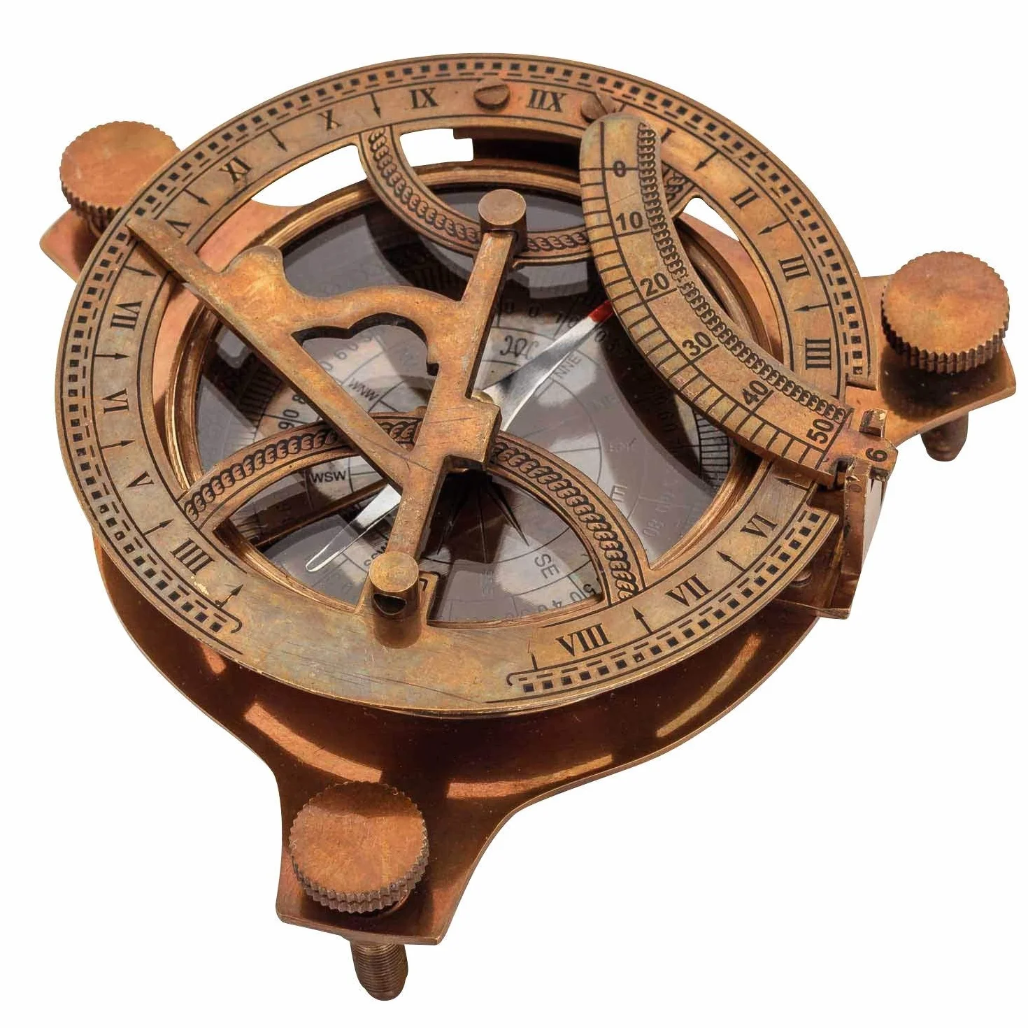 UK Gift Antique Sundial Compass Replica Solid Brass Pocket Sundial West London