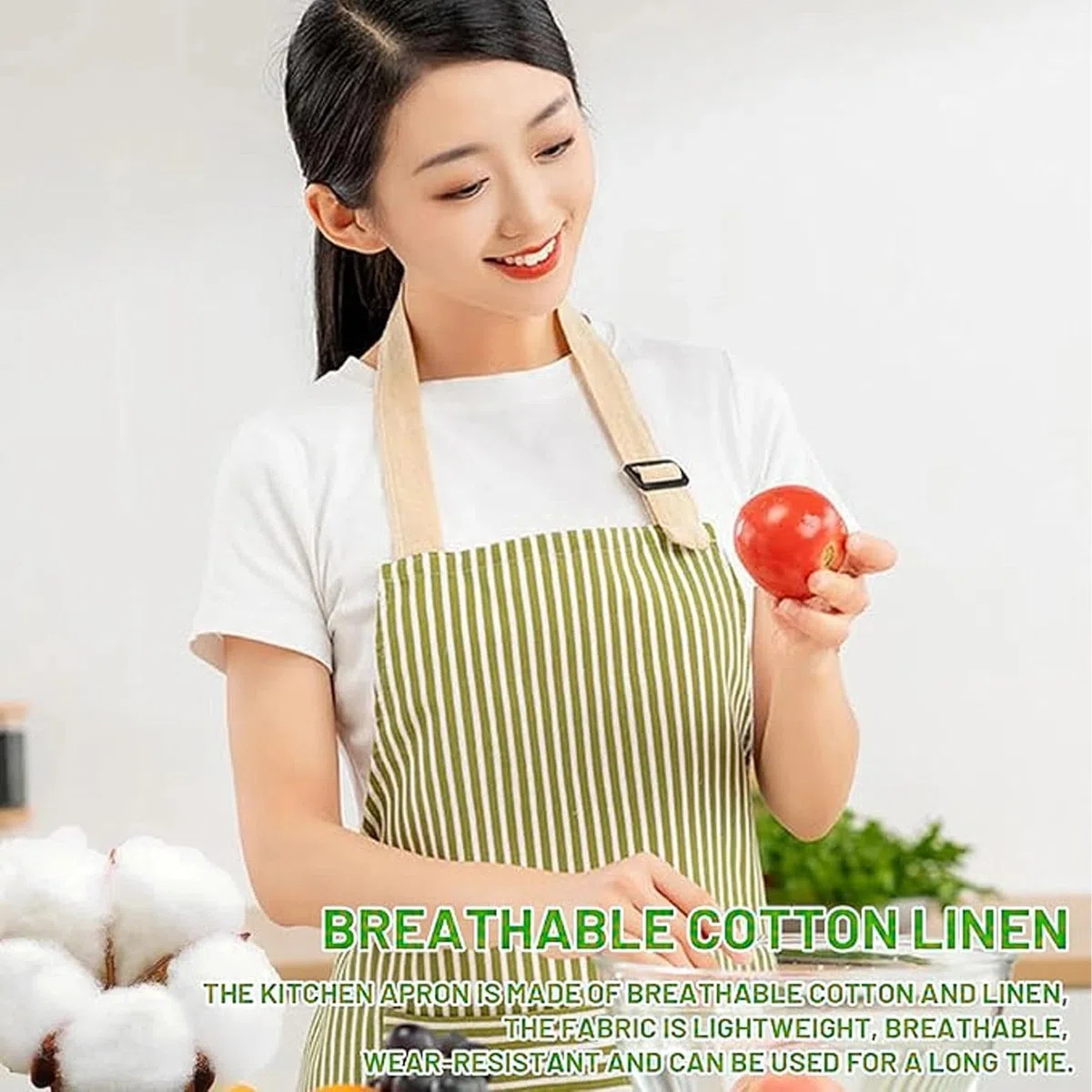 4 Pezzi Grembiule Cucina Donna/Uomo, Regolabile Apron Grembiuli da Cucina Donna Cotone Lino con 2 Tasca per Cucinare, Cuocere, Dipingere, Lavori Domestici (4 colori)