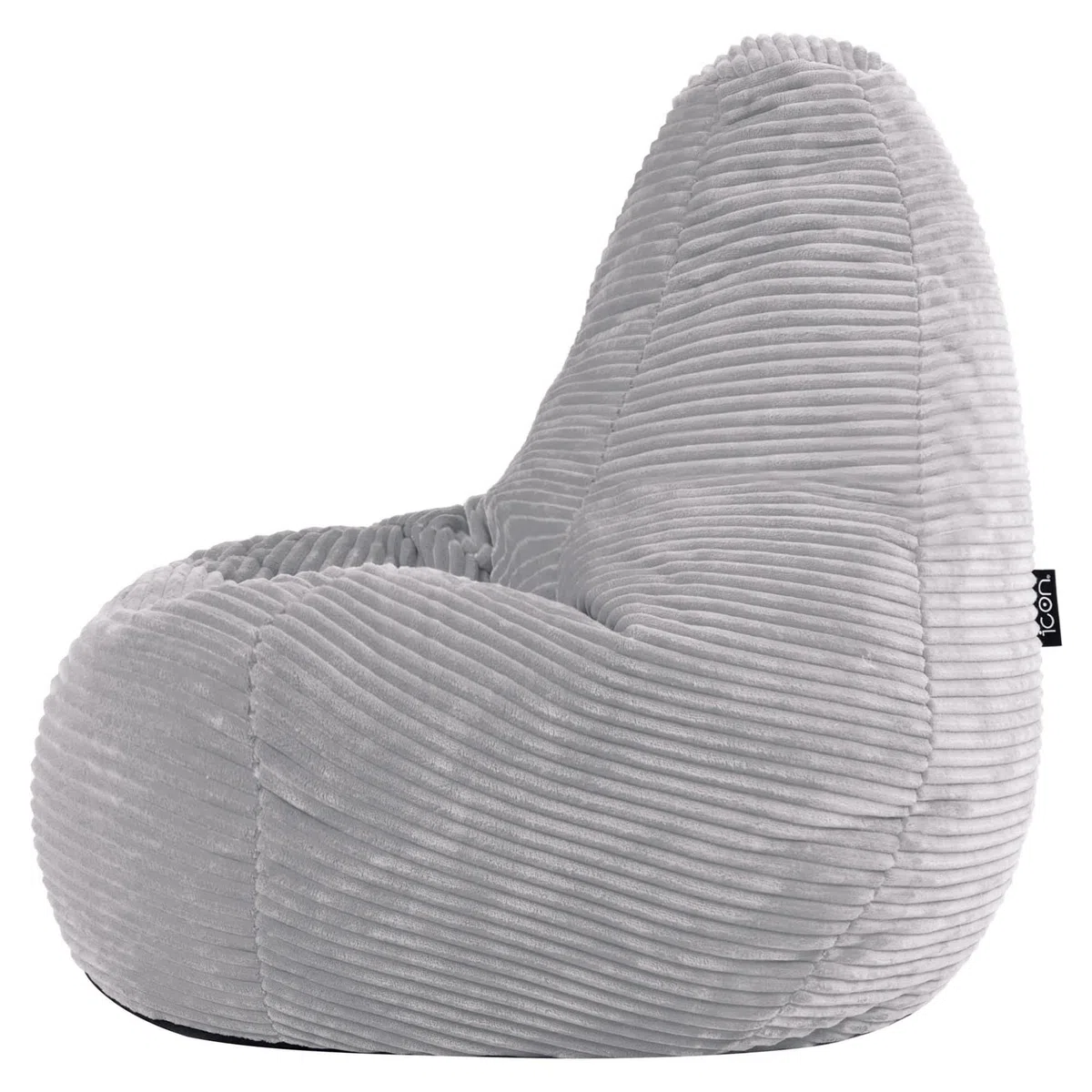 icon Dalton Pouf Bambini, Grigio, Velluto a Coste, Poltrona Sacco con Riempimento Incluso, Sedia Bambini, Mobili Camera da Letto