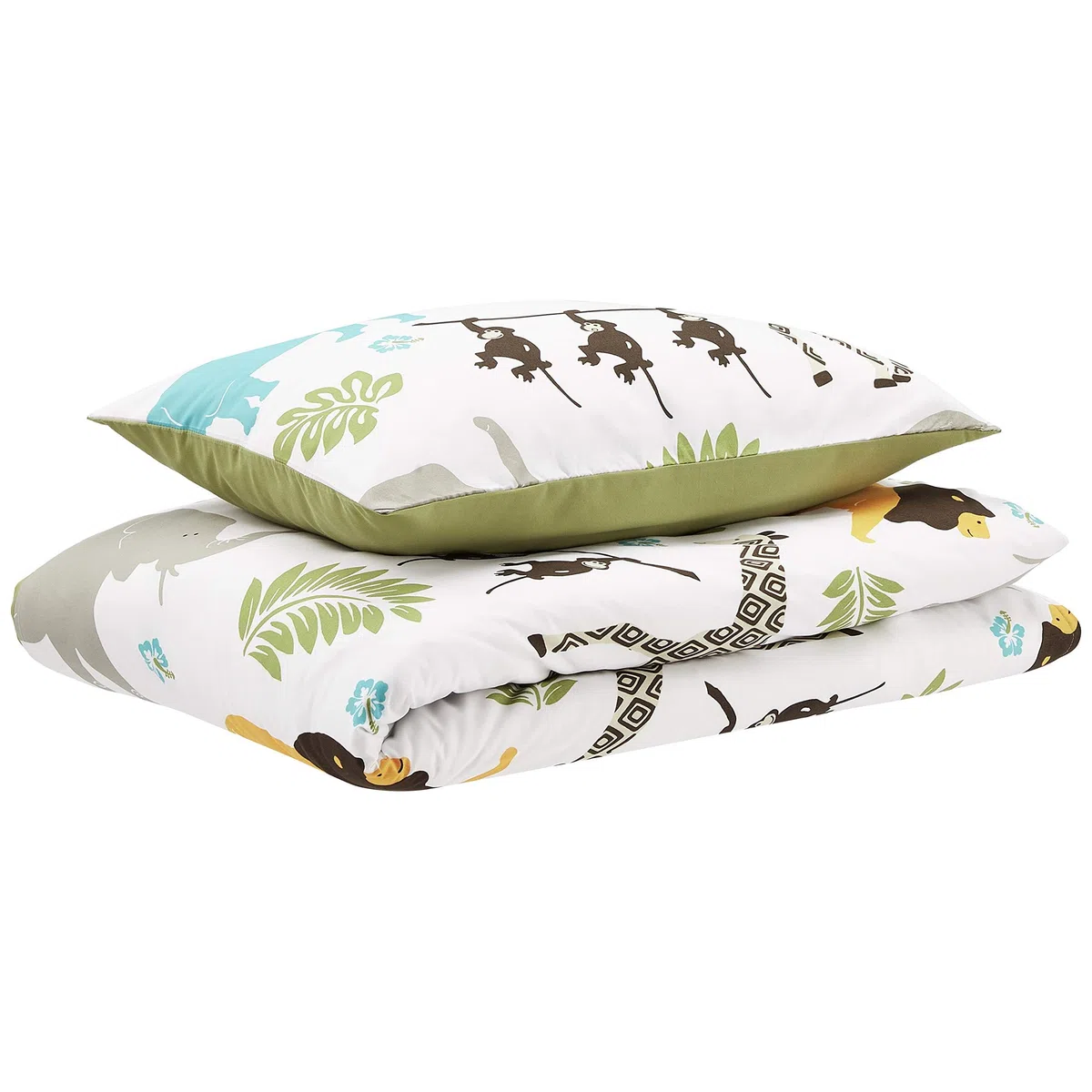 Amazon Basics Set copripiumino singolo per bambini, in microfibra, 2 pezzi, con copripiumino 100 x 135 cm e 1 federa da 40 x 60 cm, con stampa animalier