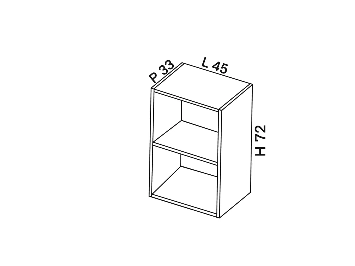 CALANDRELLI - Pensile Cucina in Legno Nobilitato Bianco Mobile Alto con 1 Anta, Pensile Componibile Moderno Made in Italy (Altezza 72XLarghezza 45XProfondità 33 centimetri)
