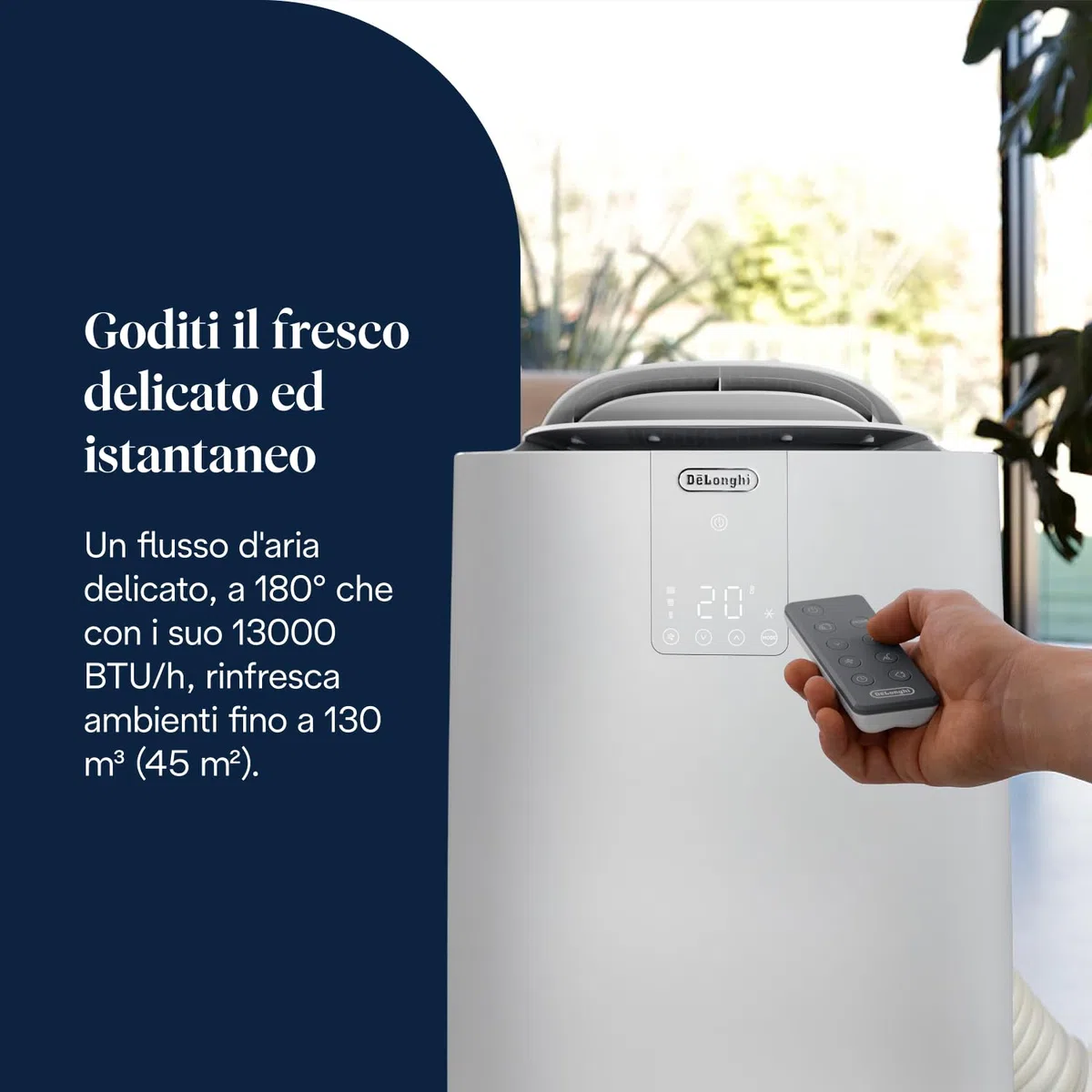 De'Longhi Pinguino GentleJet Inverter – Condizionatore Portatile 3 in 1 con Deumidificatore e Ventilatore, 13.000 BTU/h per Ambienti fino a 130 m³, Silenzioso, Classe A+, Bianco (PACAP130IGENTLEJET)