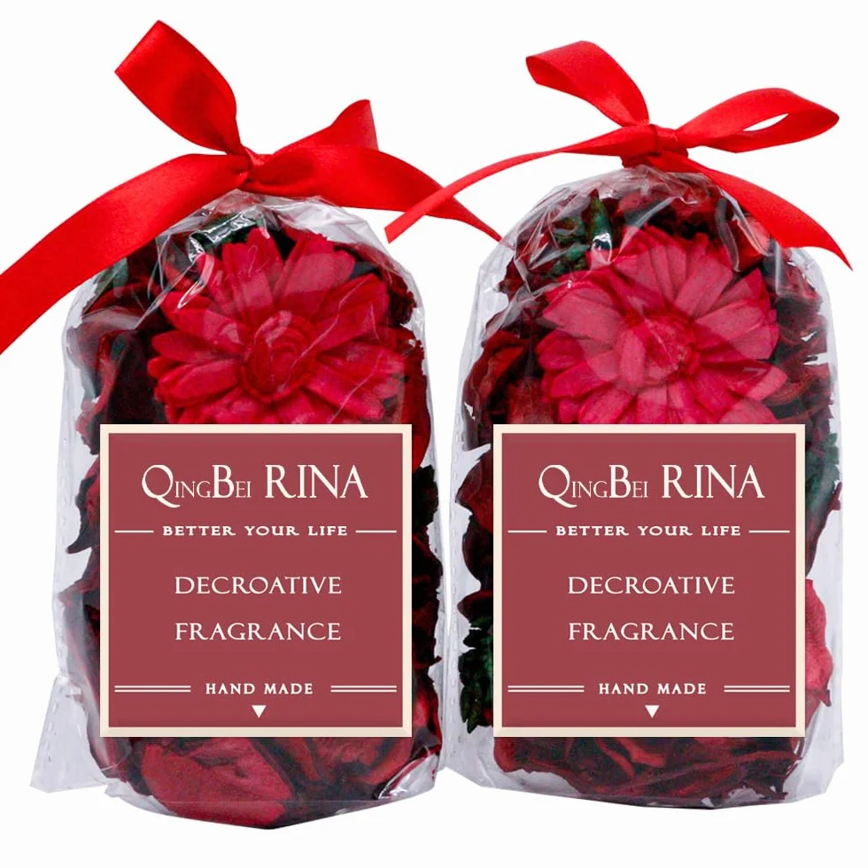 Qingbei Rina Sacchetti rossi per pot-pourri, profumati alla cannella, per riempire ciotole, fiori secchi e profumati per la casa, misura piccola