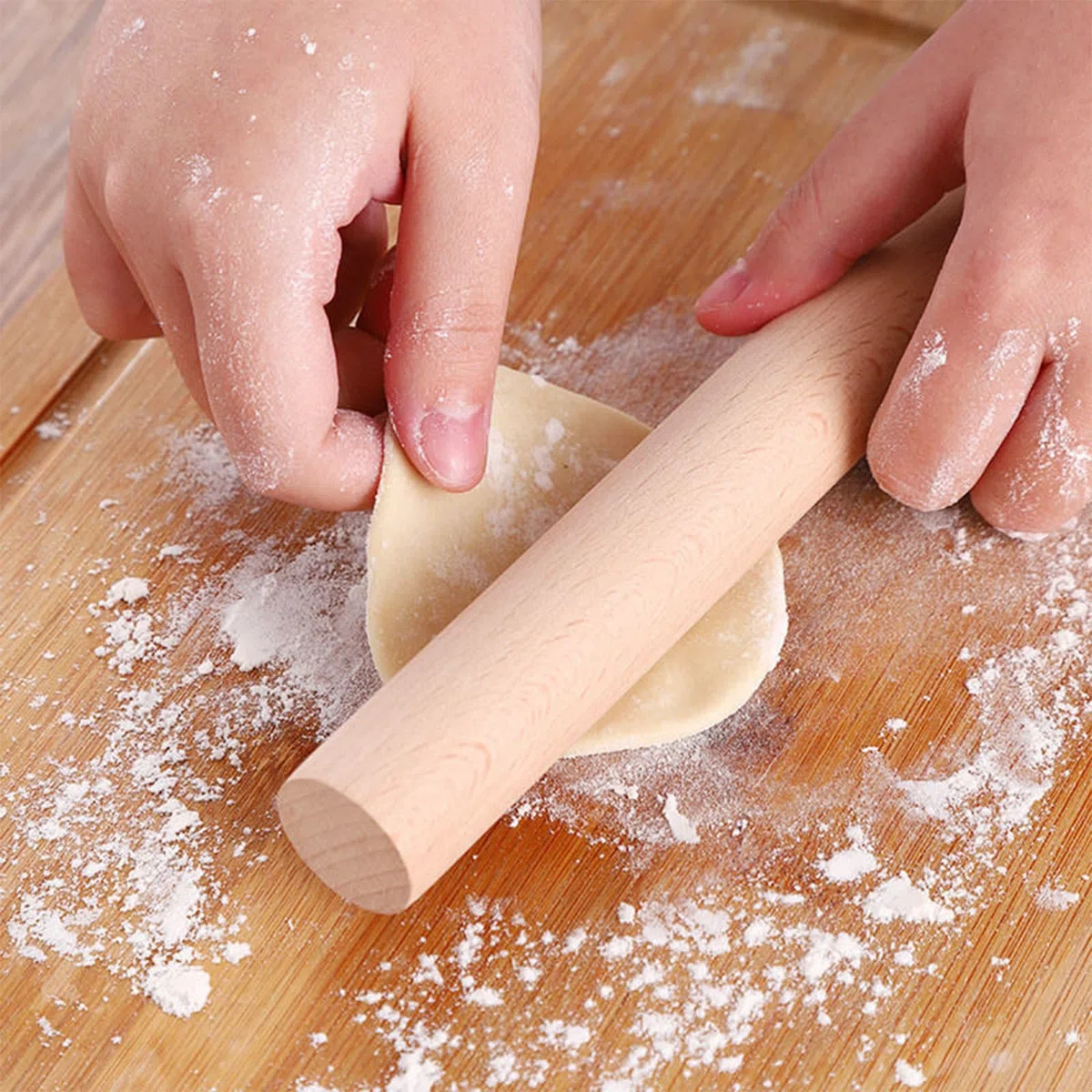 Mattarello in legno di faggio, 5 pezzi, per pizza, pasta, pane (marrone)