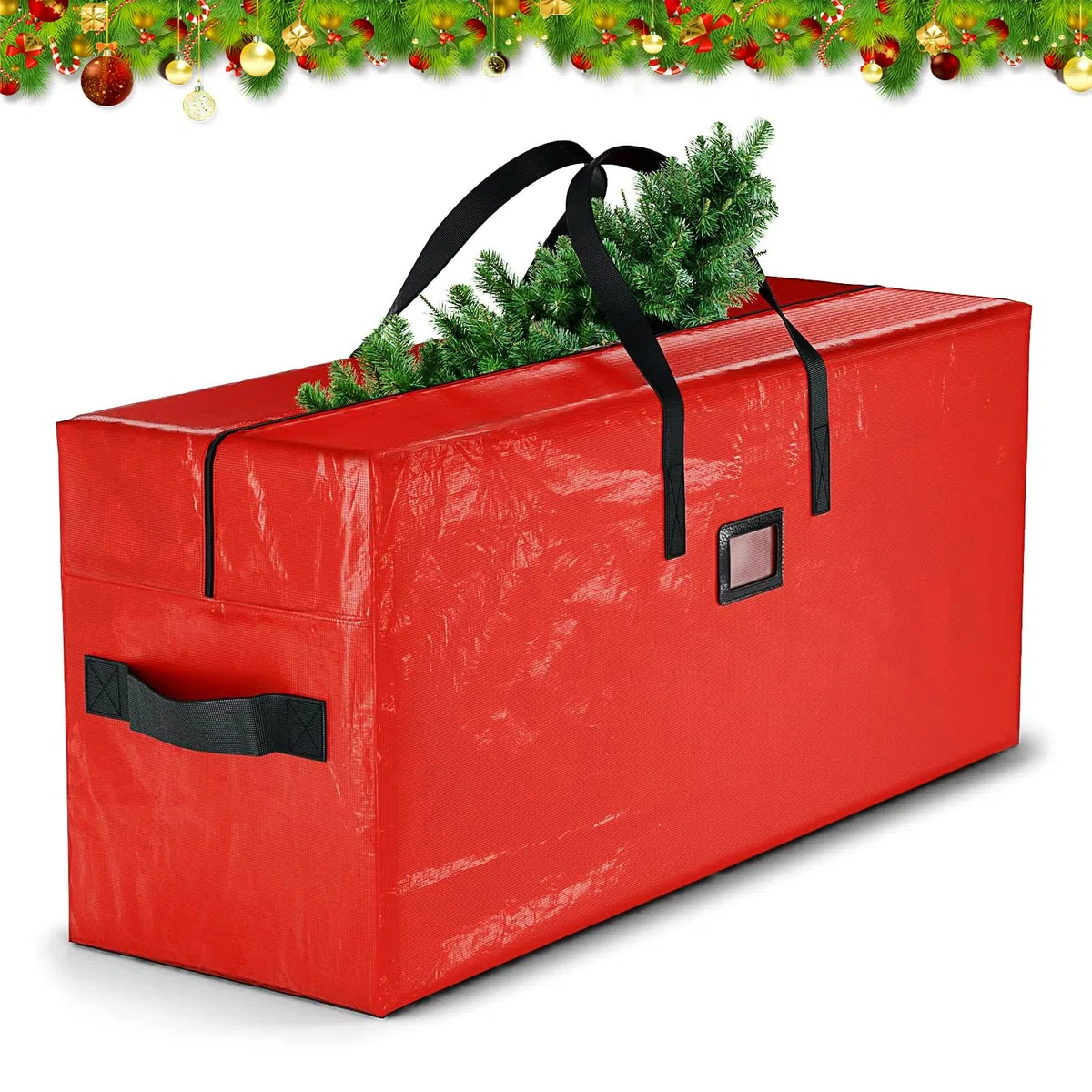 Custodia per Albero di Natale,Impermeabile con Manici e cerniera, sacco Borsa Grande e Resistente, porta albero di natale165x38x76 cm(rosso)