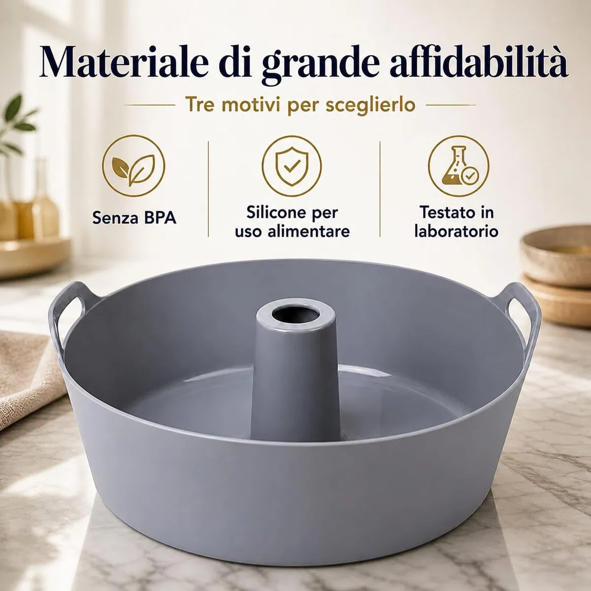 Stampo in silicone per dolci e ciambella 21 cm | Teglia savarin antiaderente forno e friggitrice ad aria | Tortiera senza BPA, facile da sformare