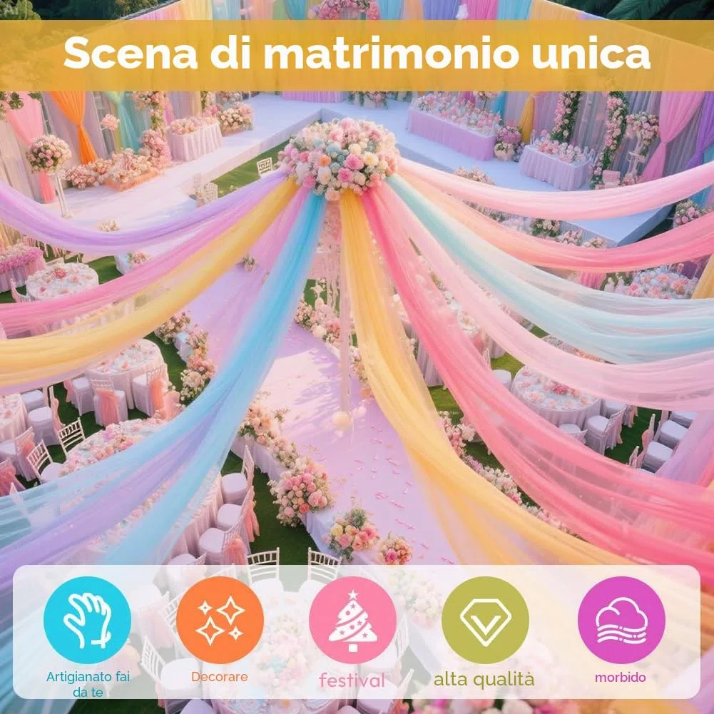 Rotolo di tulle, tessuto in tulle 30 cm x 91,5 m, tulle in tessuto, tulle per nastri, organza in tessuto, tulle per nastri per matrimoni, feste, gonne a ruota, fai da te, decorazioni, lavori manuali
